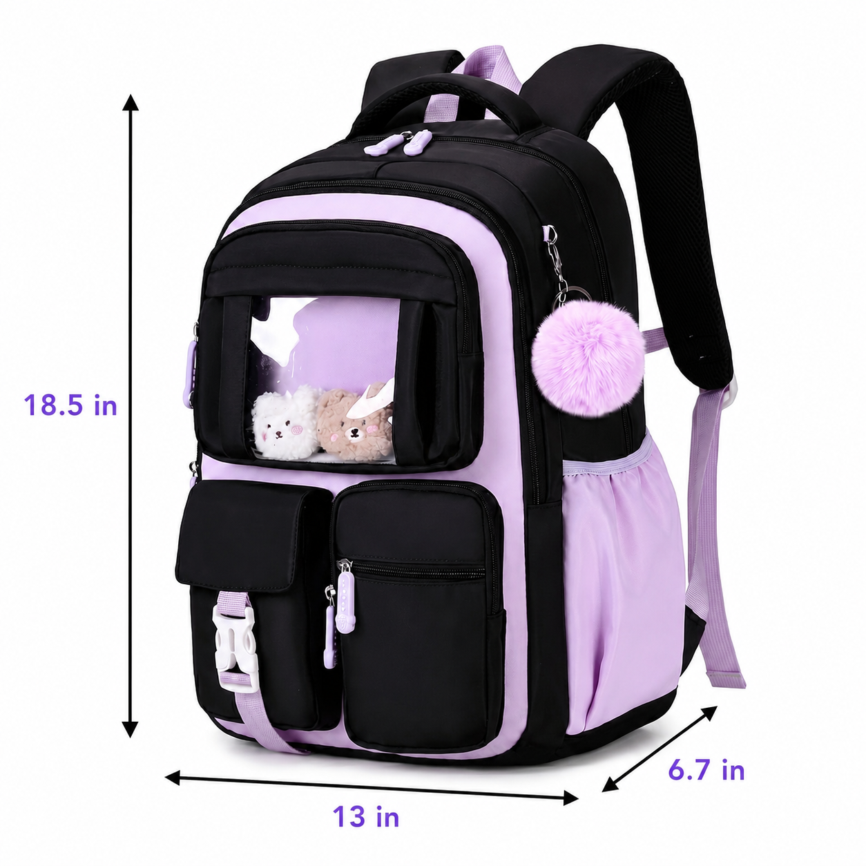 Black Kawaii Princess Backpack | Large Capacity | Durable Oxford Fabric