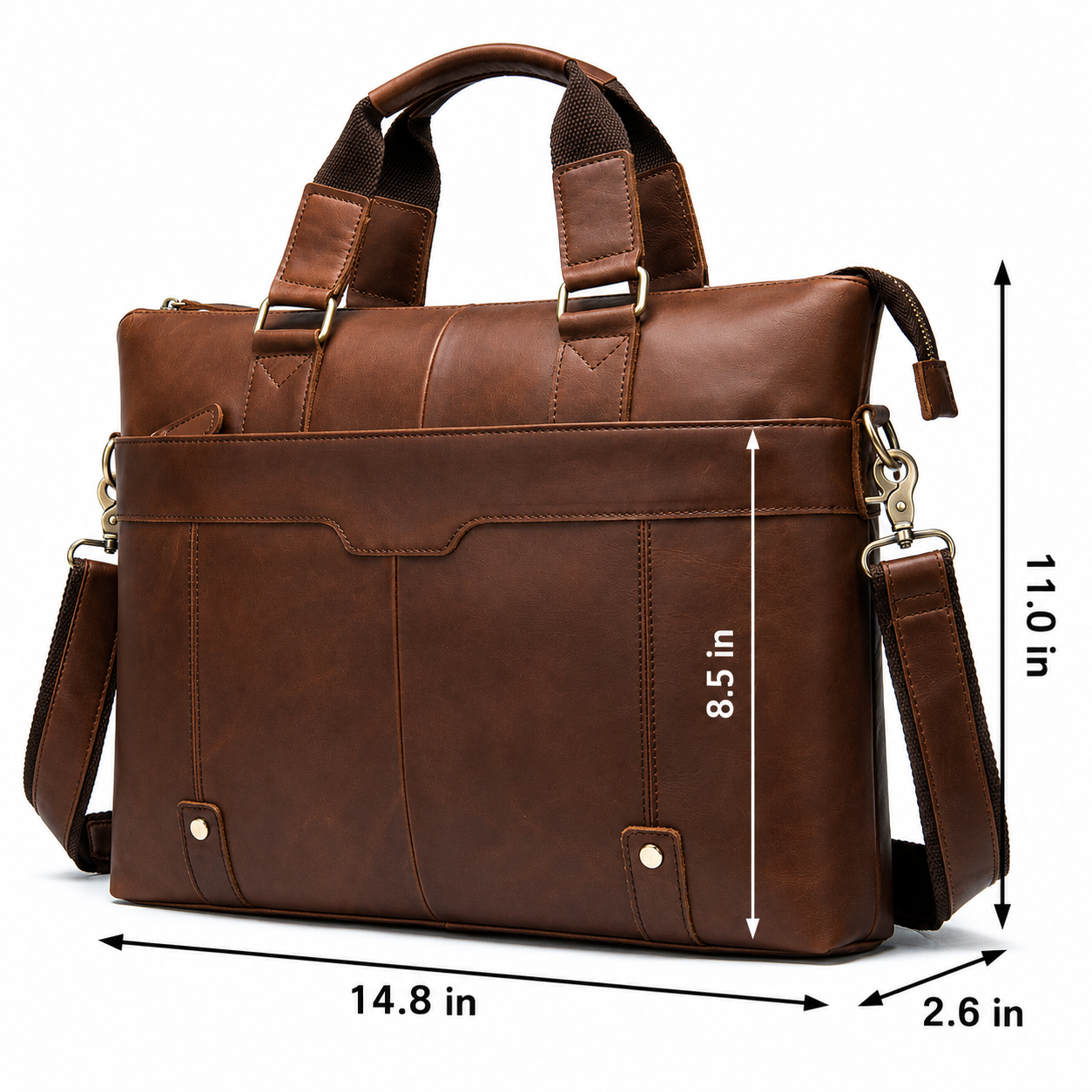 Vintage Leather Messenger Briefcase for Men & Women | Multiple Compartments | Durable Genuine Leather