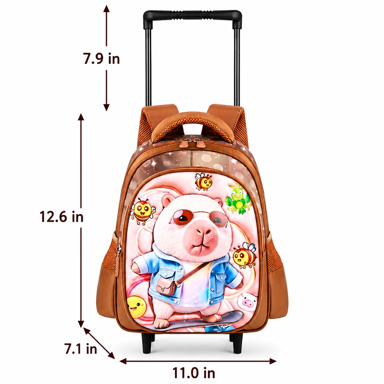 Kapibala Rolling School Bag for Nursery | Large Capacity | Breathable Straps | Durable Nylon