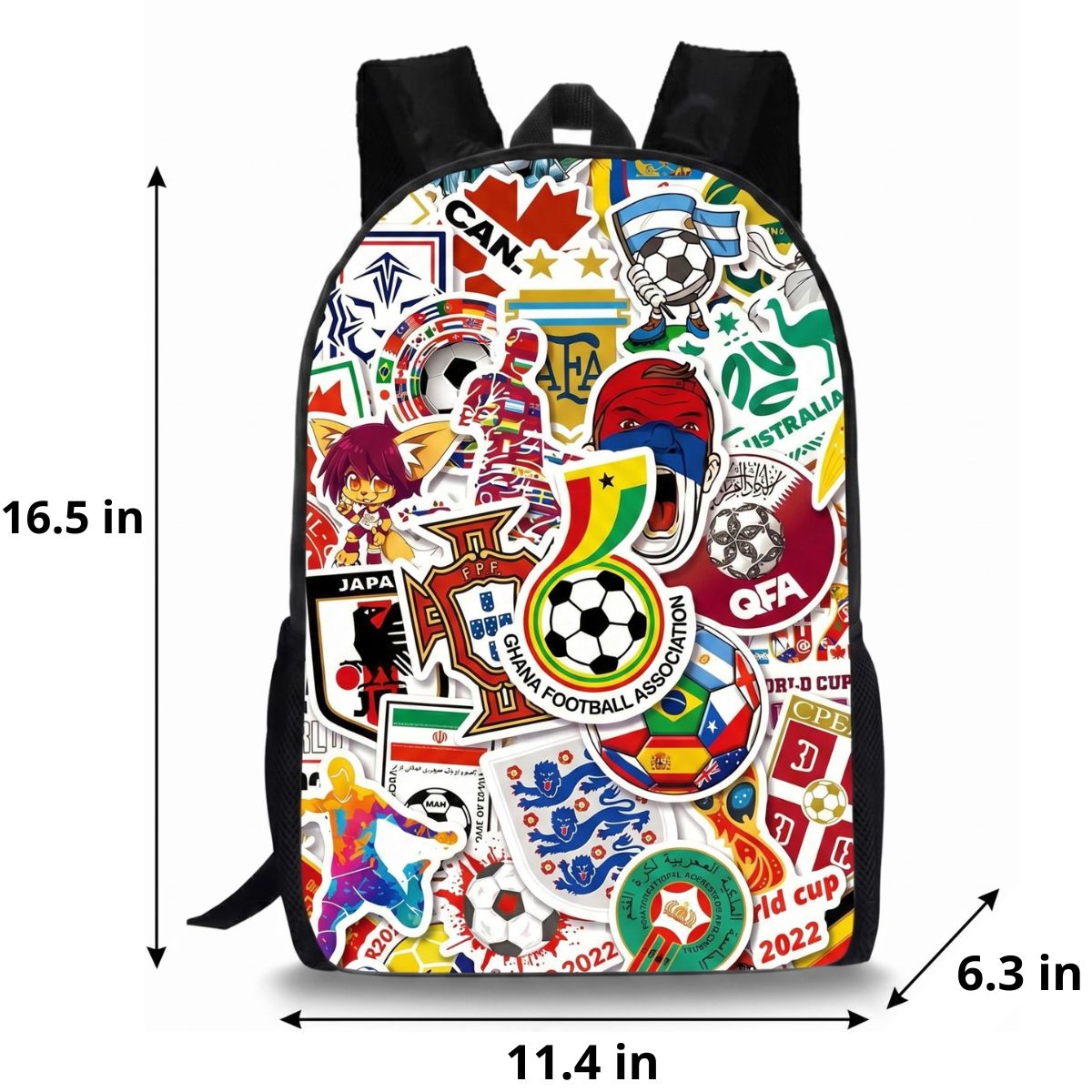 World Cup Football Backpack | 3-Piece School Set (Backpack + Shoulder Bag + Pencil Case) | Durable Oxford Fabric