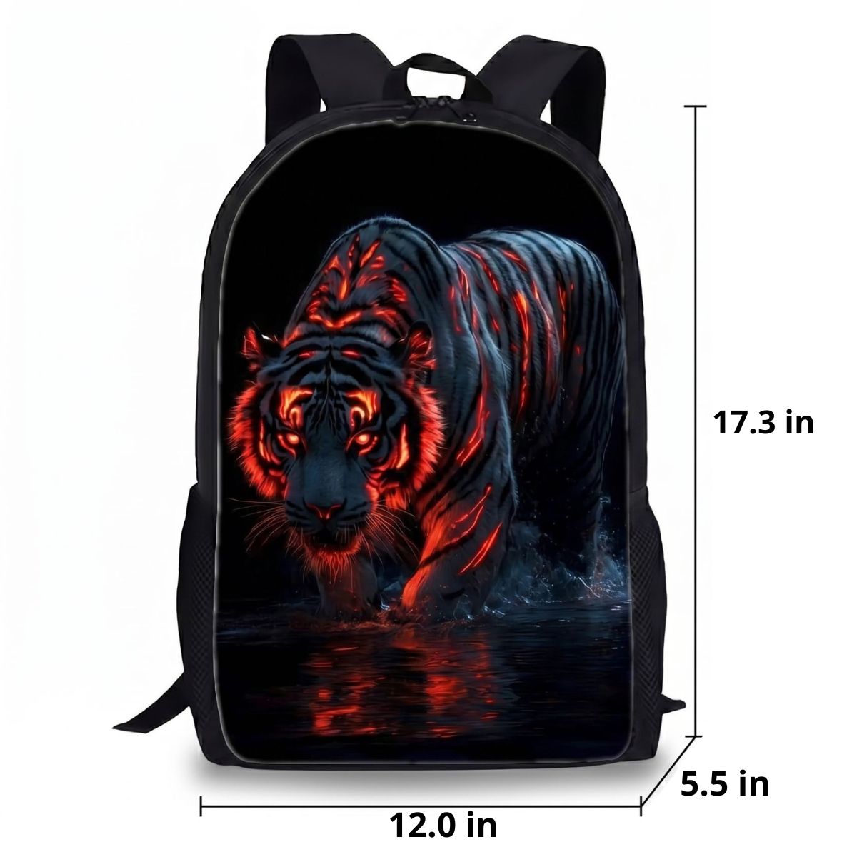 Tiger Backpack | 3-Piece School Set (Backpack + Lunch Bag + Pencil Case) | Durable Polyester