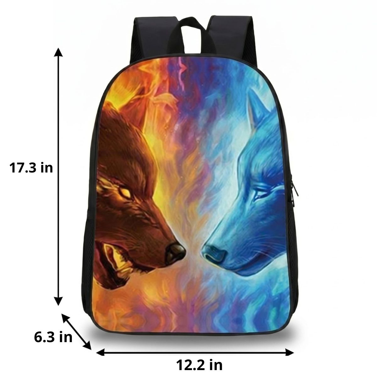 Wolf Backpack | 3-Piece School Set (Backpack + Shoulder Bag + Pencil Case) | Durable Nylon
