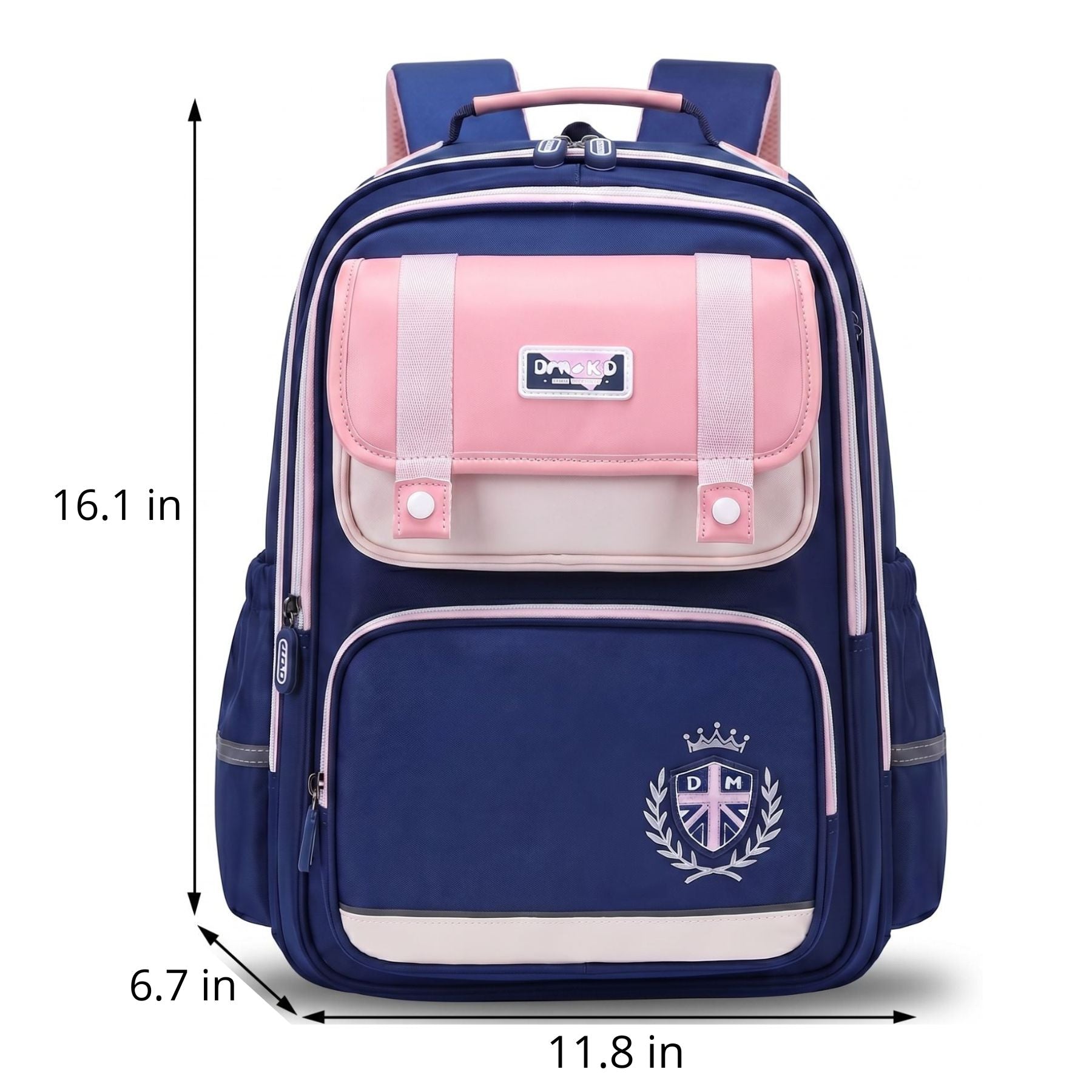 Royal Blue & Pink School Backpack | 3-Piece Set | Durable Oxford Fabric