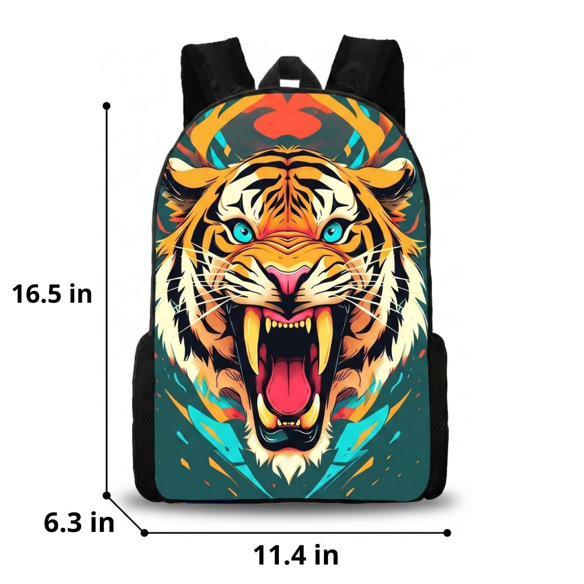 Tiger Backpack | 3-Piece School Set (Backpack + Lunch Bag + Pencil Case) | Durable Oxford Fabric