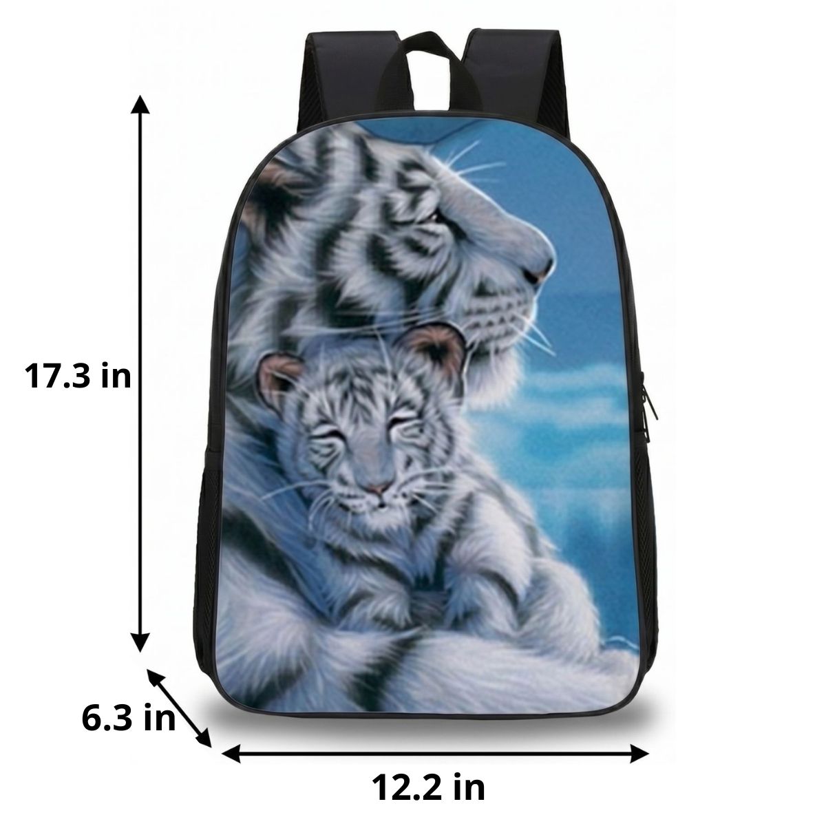 White Tiger Backpack | 3-Piece School Set (Backpack + Shoulder Bag + Pencil Case) | Durable Nylon