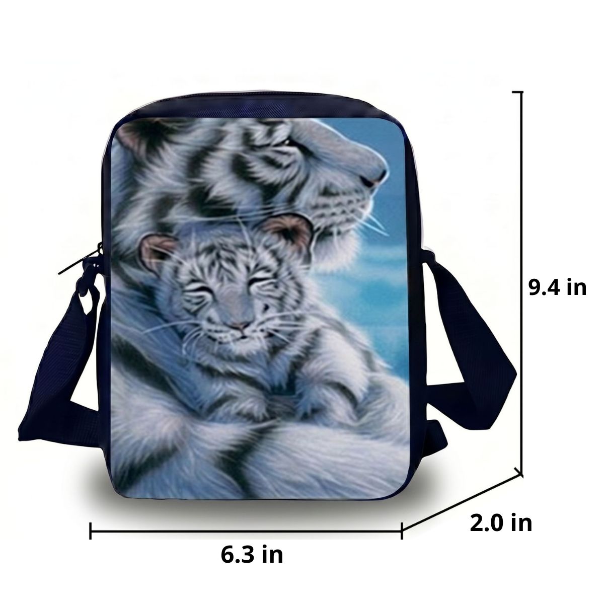 White Tiger Backpack | 3-Piece School Set (Backpack + Shoulder Bag + Pencil Case) | Durable Nylon