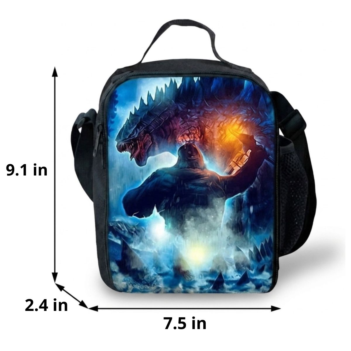 Godzilla Backpack for Kids | 3-Piece School Set (Backpack + Lunch Bag + Pencil Case) | Waterproof Oxford Fabric