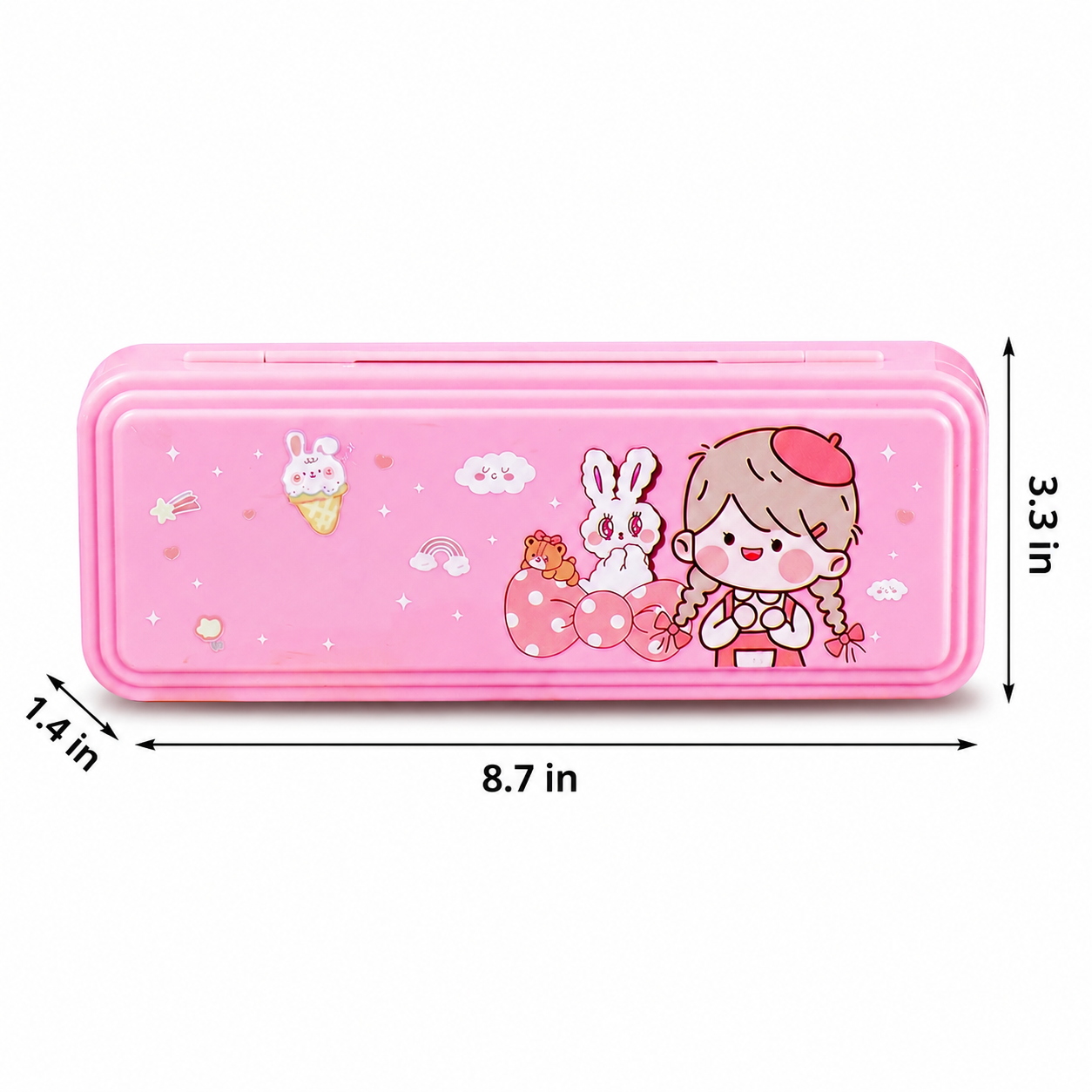 Girls' Kawaii Pencil Case | Combination Lock | Pink Design | Hard Shell