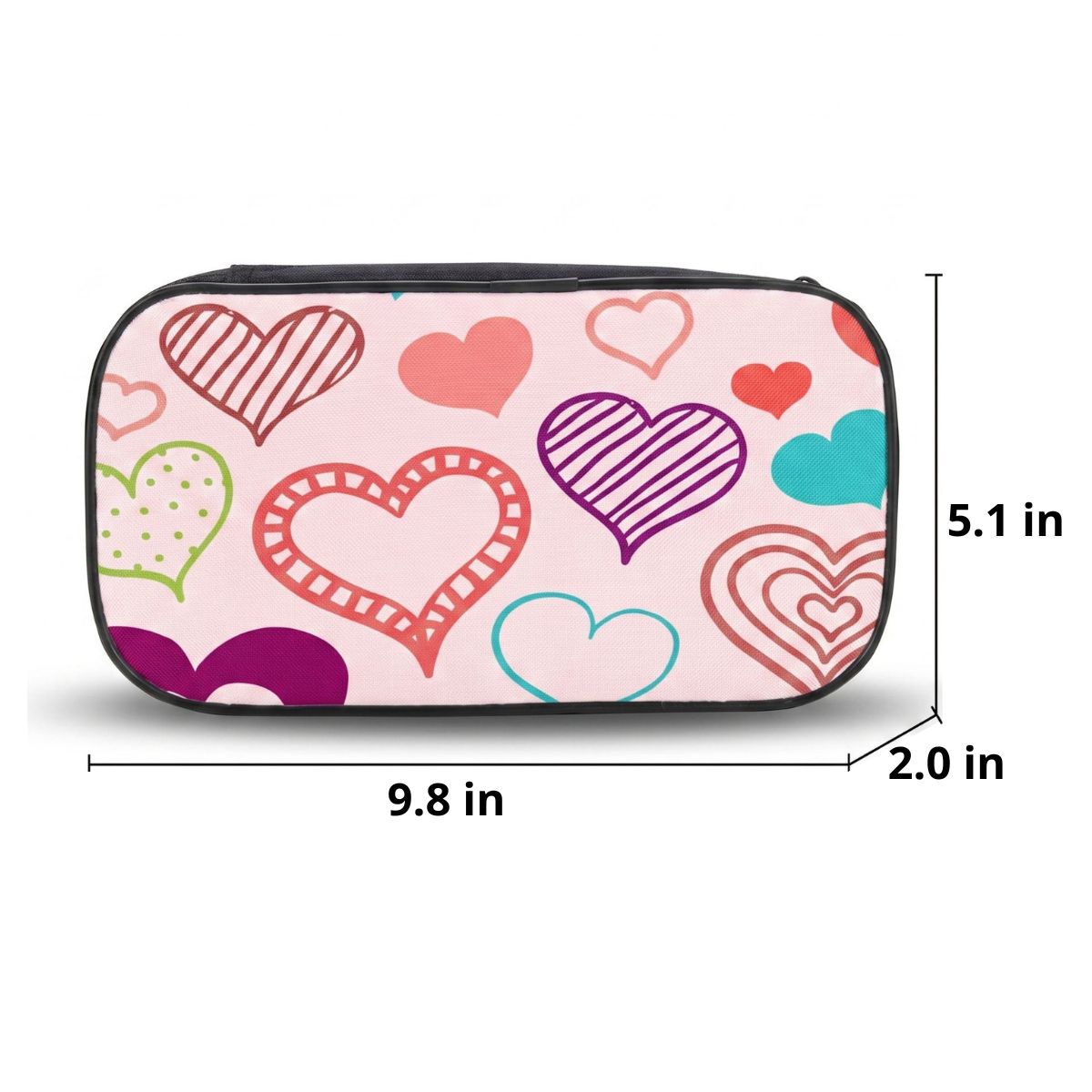 Kids' Colourful Hearts Backpack | 3-Piece School Set (Backpack + Lunch Bag + Pencil Case) | Waterproof Oxford Fabric