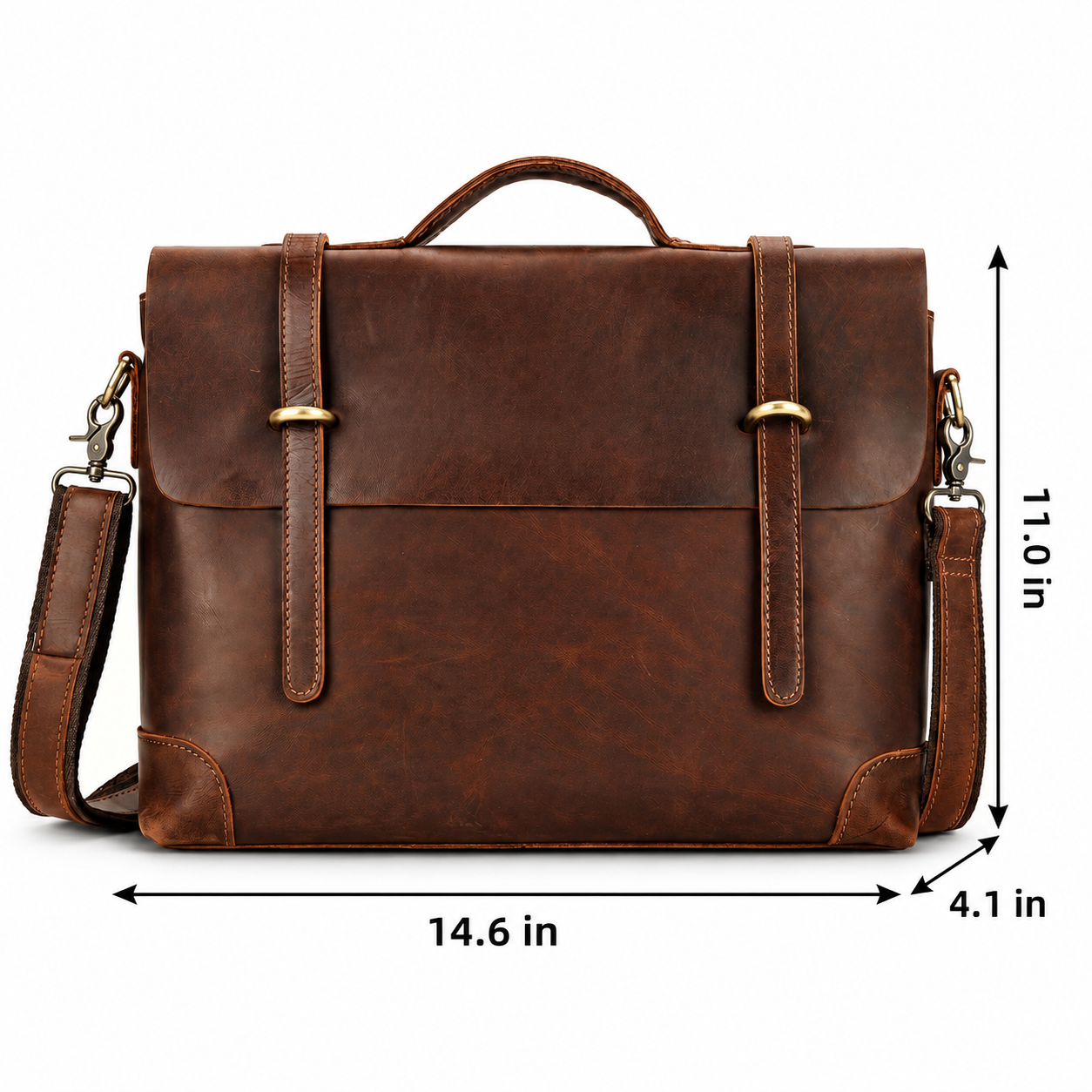 Vintage Business Briefcase for Men | Fits 14" Laptop | Genuine Leather | Large Capacity