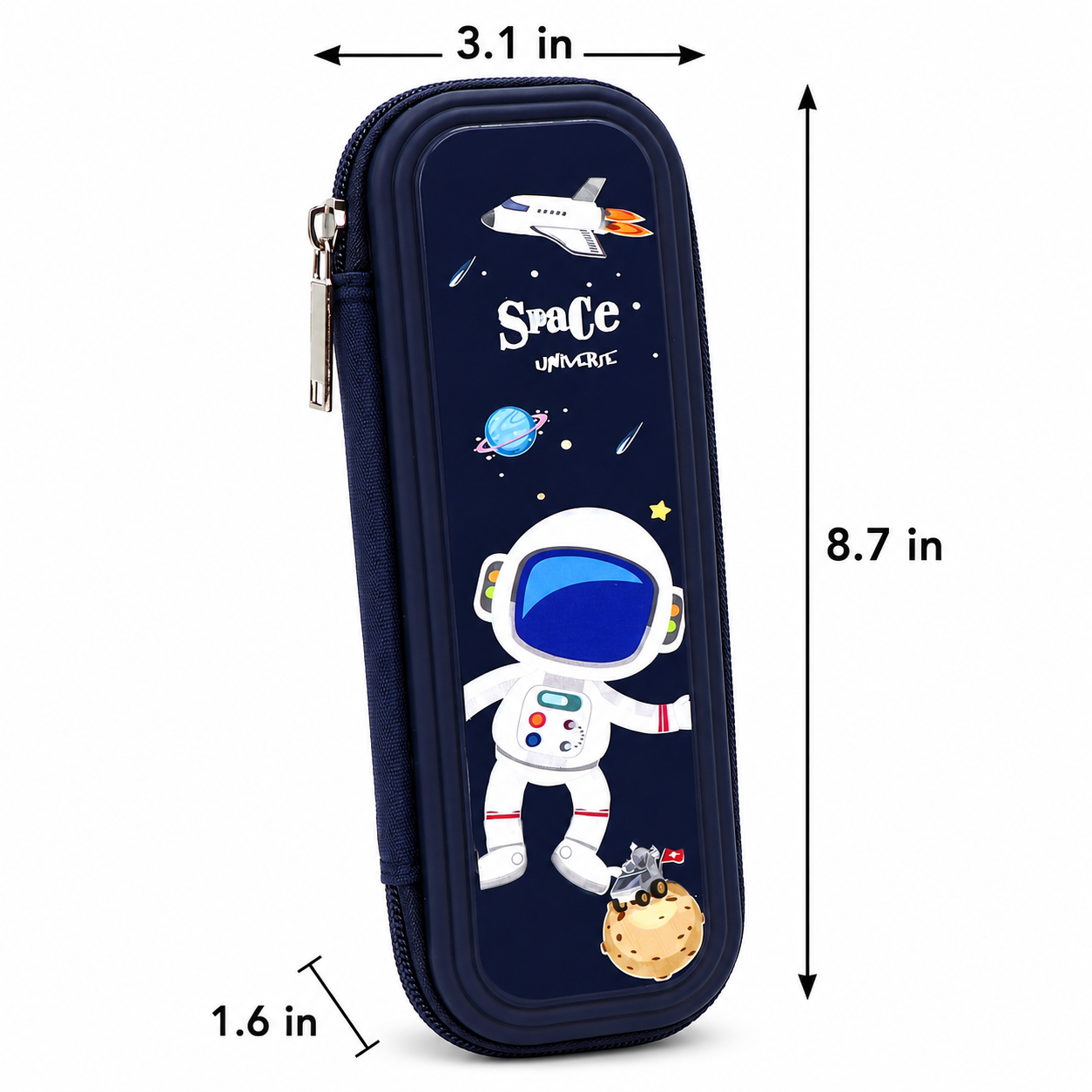 Astronaut Pencil Case | Hard Protective Shell | Large Single Zip Compartment | Practical School Storage