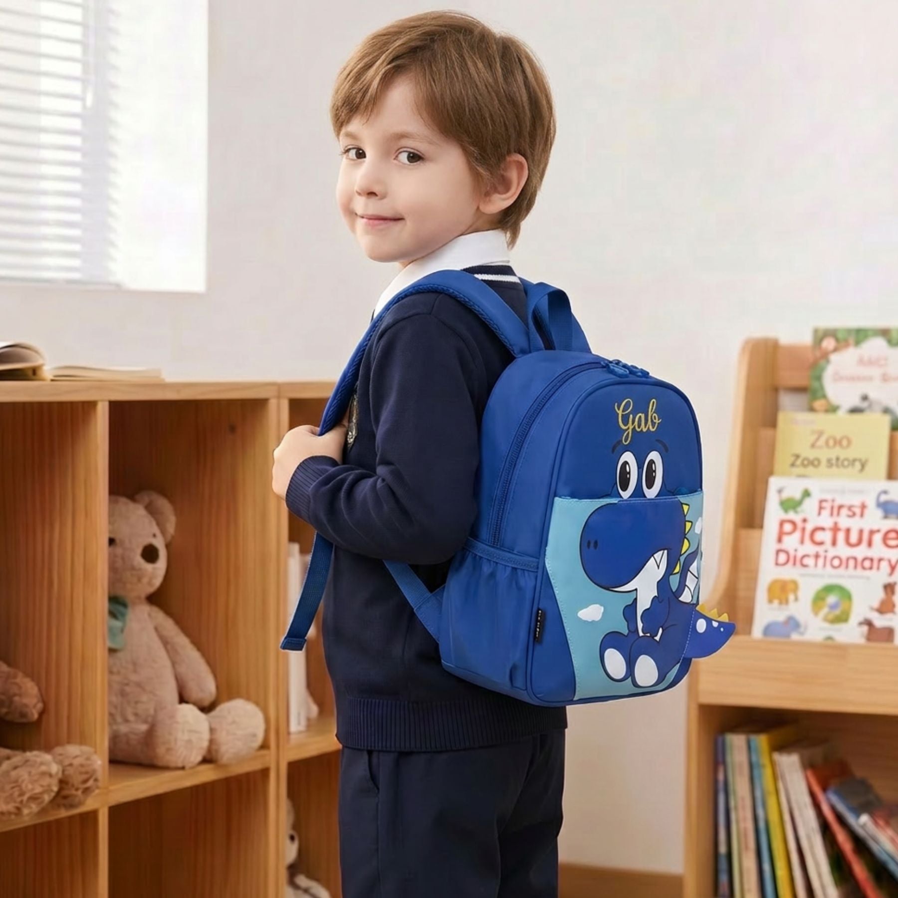 Cartable Dinosaure Personnalisé avec Prénom Brodé | Nylon résistant | Cartable Maternelle Enfant