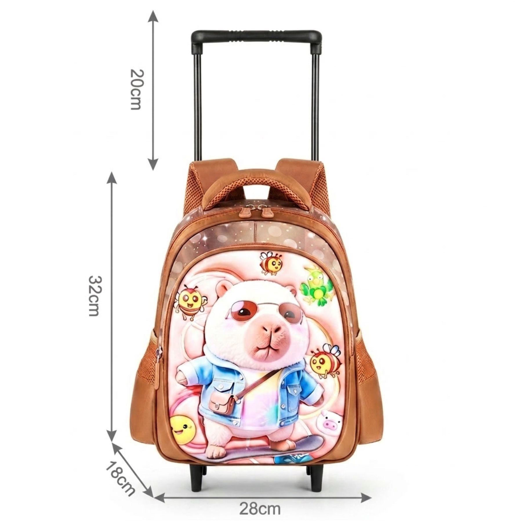 Cartable Kapibala à roulettes maternelle | Grande capacité | Bretelles respirantes | Tissu nylon résistant