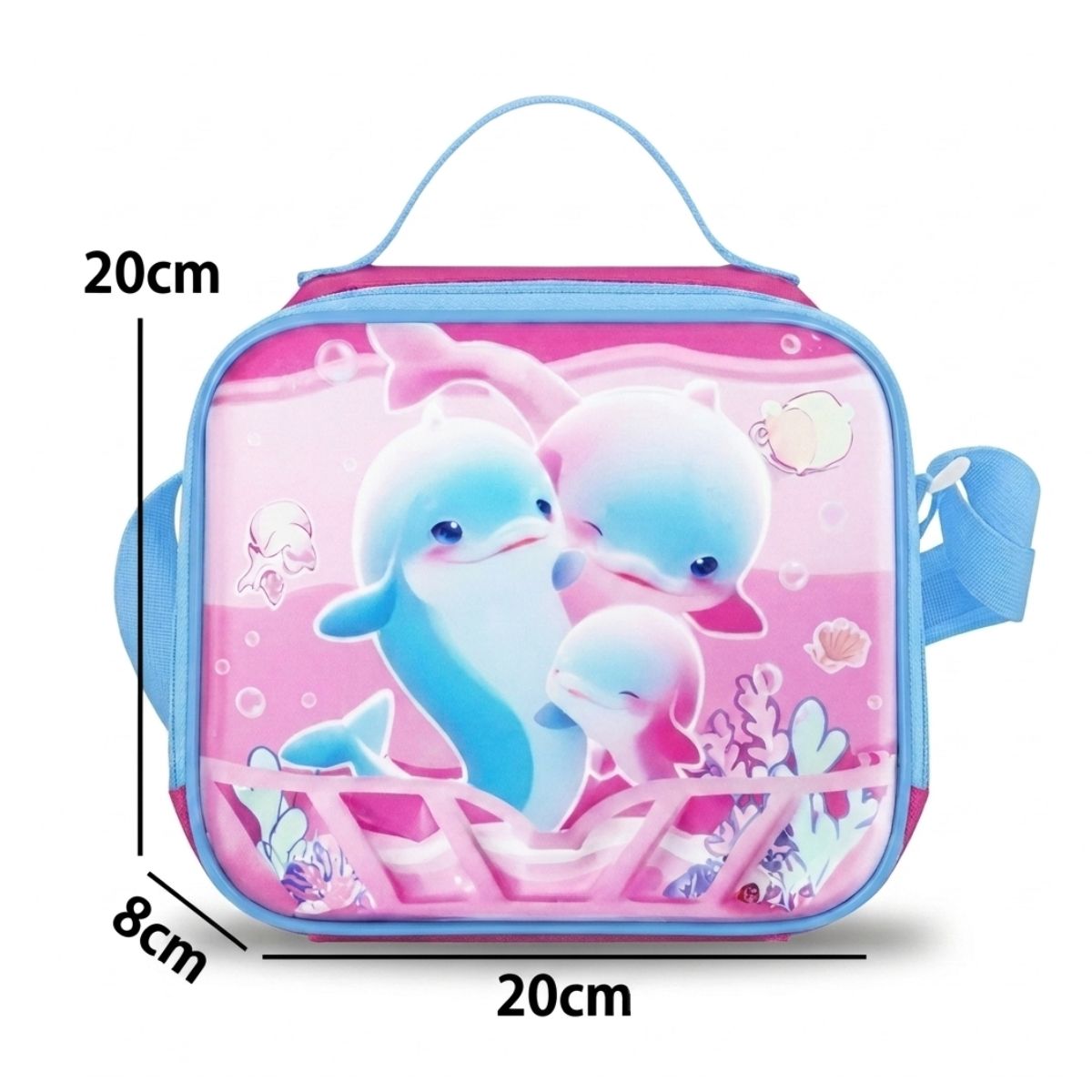 Cartable dauphin à roulettes | Ensemble 3 pièces (sac+lunch bag+trousse) | Tissu Oxford imperméale