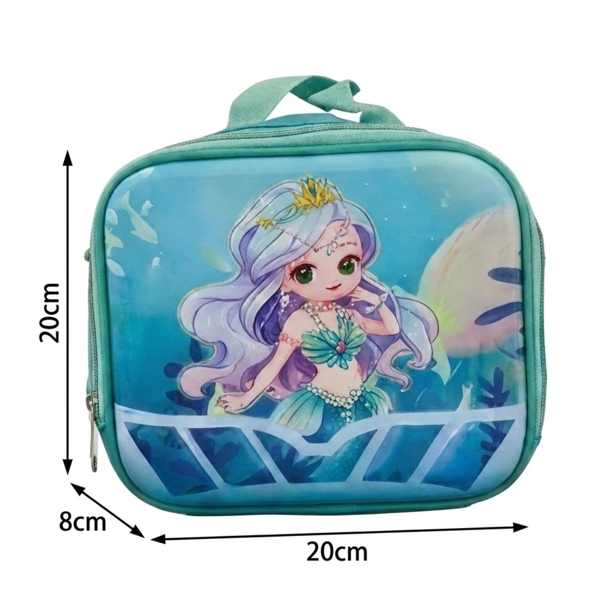 Cartable sirène à roulettes | Ensemble 3 pièces (sac+lunch bag+trousse) | Tissu Oxford imperméable