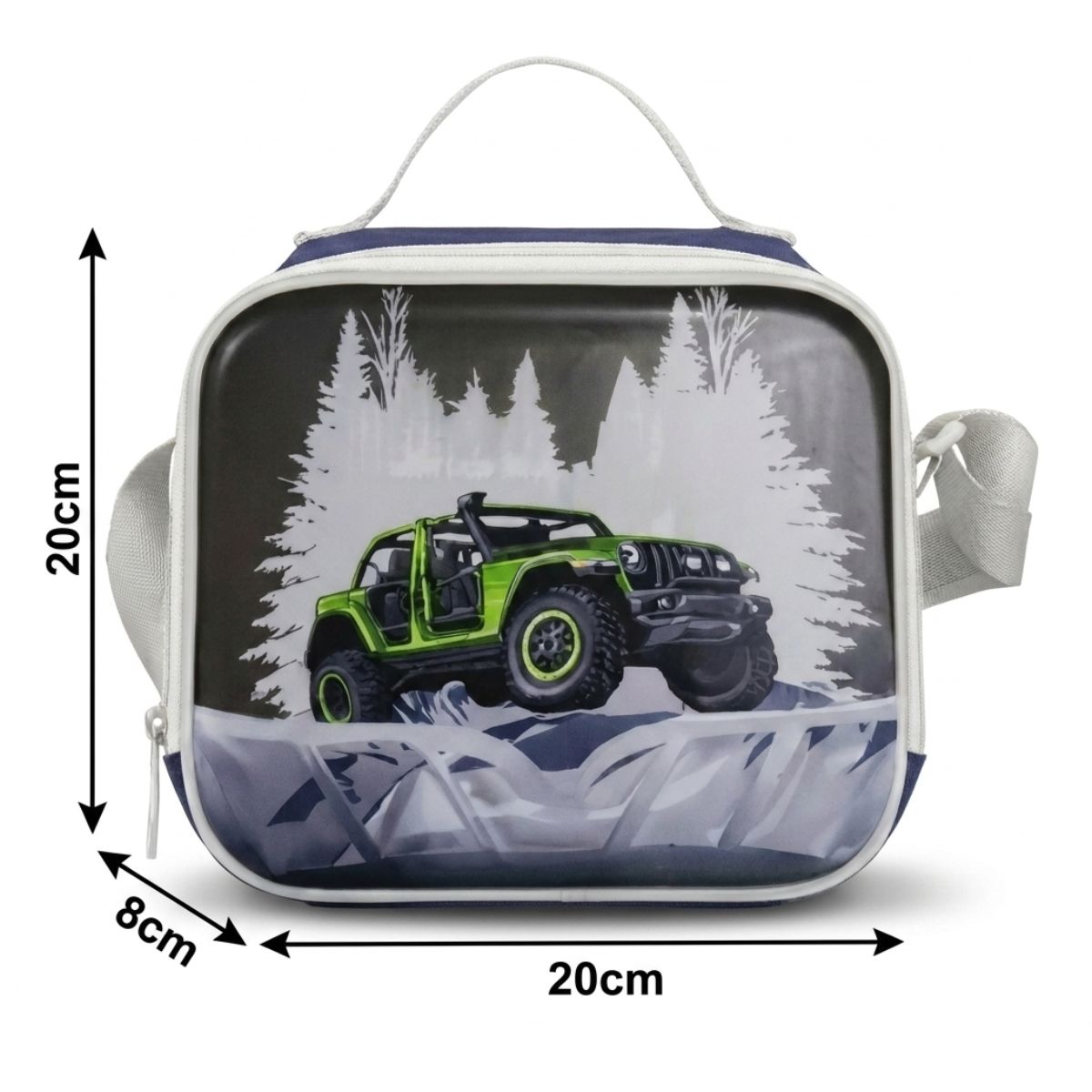 Cartable voiture 4x4 à roulettes | Ensemble 3 pièces (sac+lunch bag+trousse) | Tissu Oxford résistant