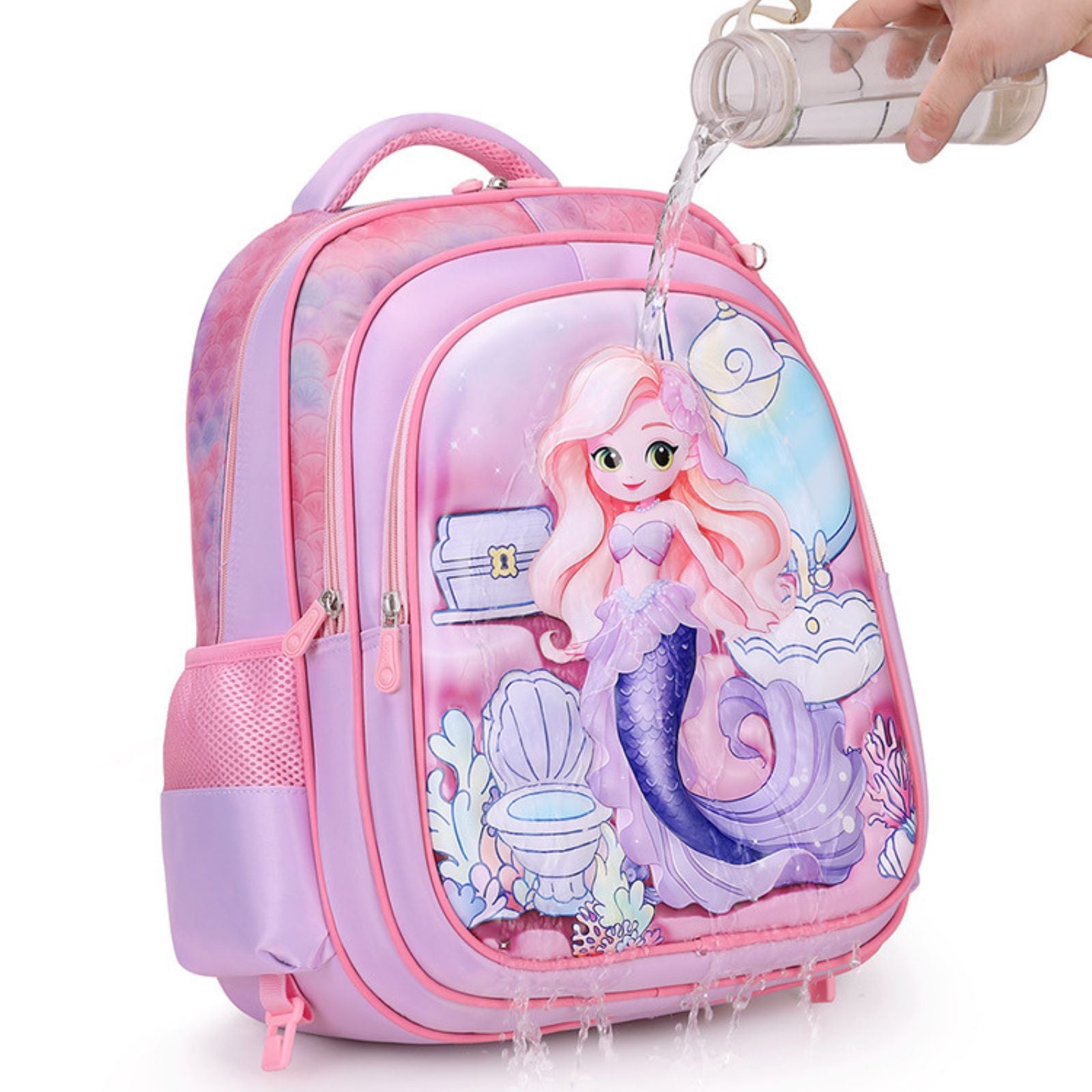 Cartable à Roulettes Fille | Motif Petite Sirène | Set 3 Pièces | Imperméable École Primaire