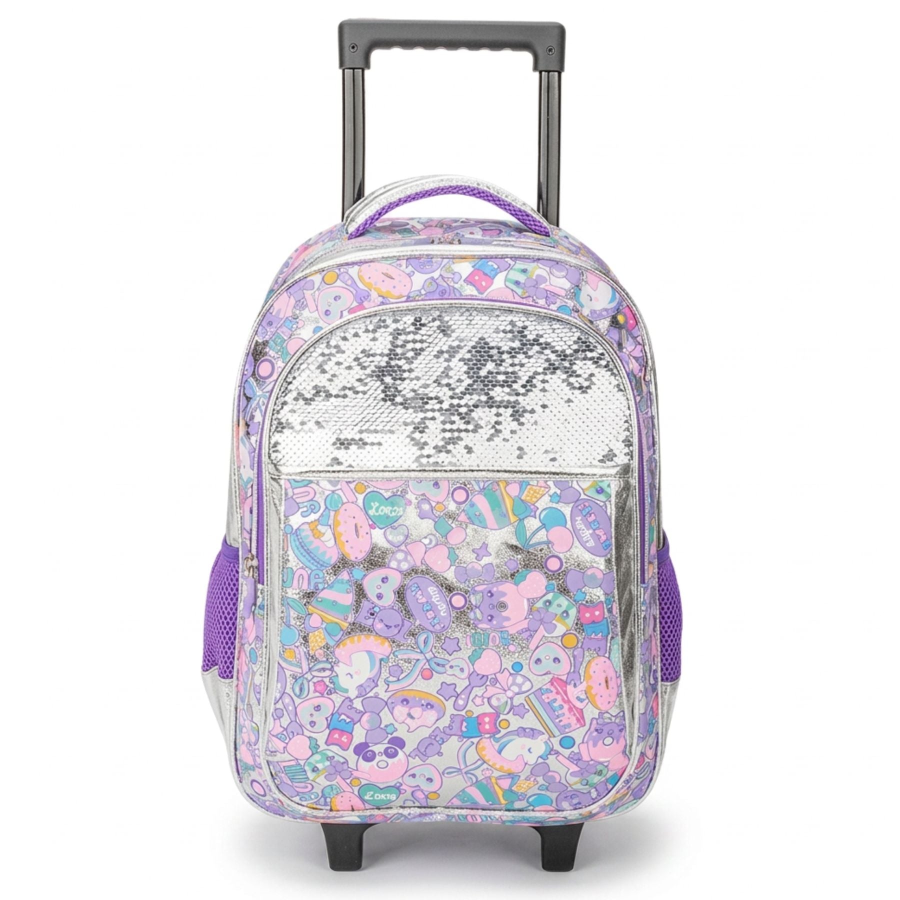 Cartable à roulettes paillettes fille | Grande capacité | Bretelles respirantes | Tissu Oxford résistant