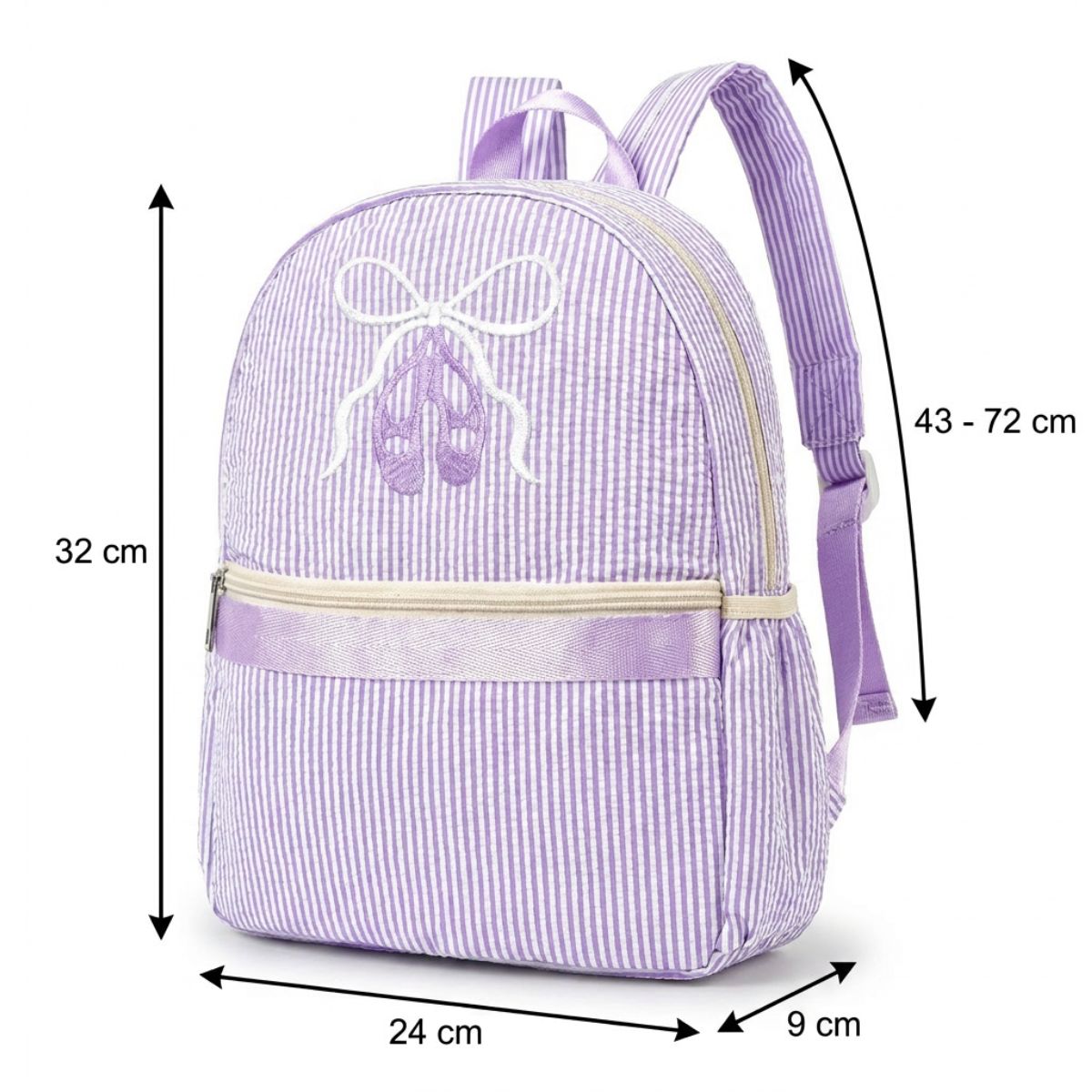 Cartable ballerine brodé | Bretelles rembourrées | Polyester résistant