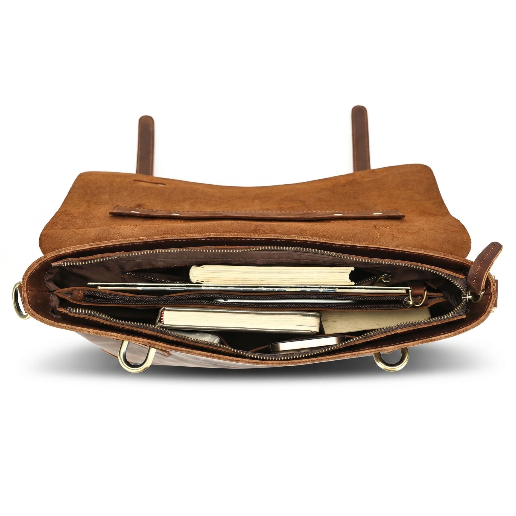 Cartable business pour homme vintage | Compatible PC 14 pouces | Cuir véritable | Grande capacité