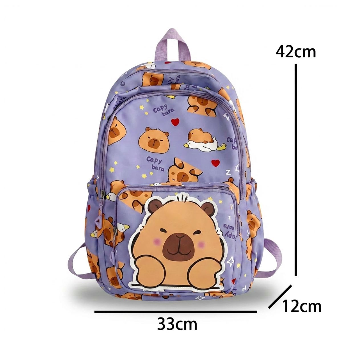 Cartable capybara kawaii | Multiples rangements | Tissu Oxford résistant