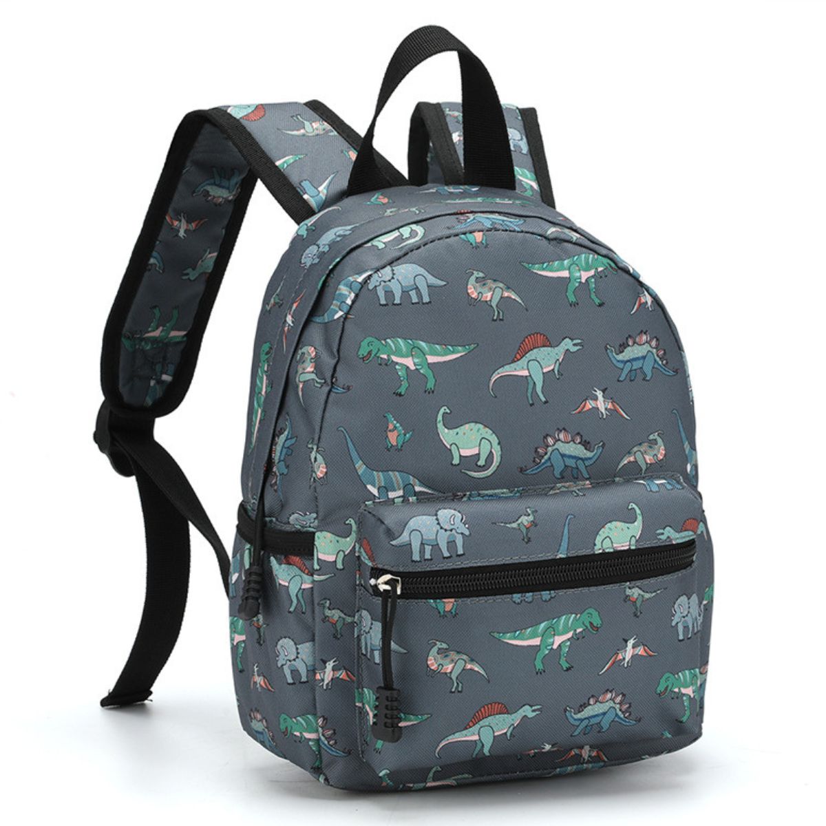Cartable dinosaures gris | Compartiments pratiques | Tissu Oxford résistant