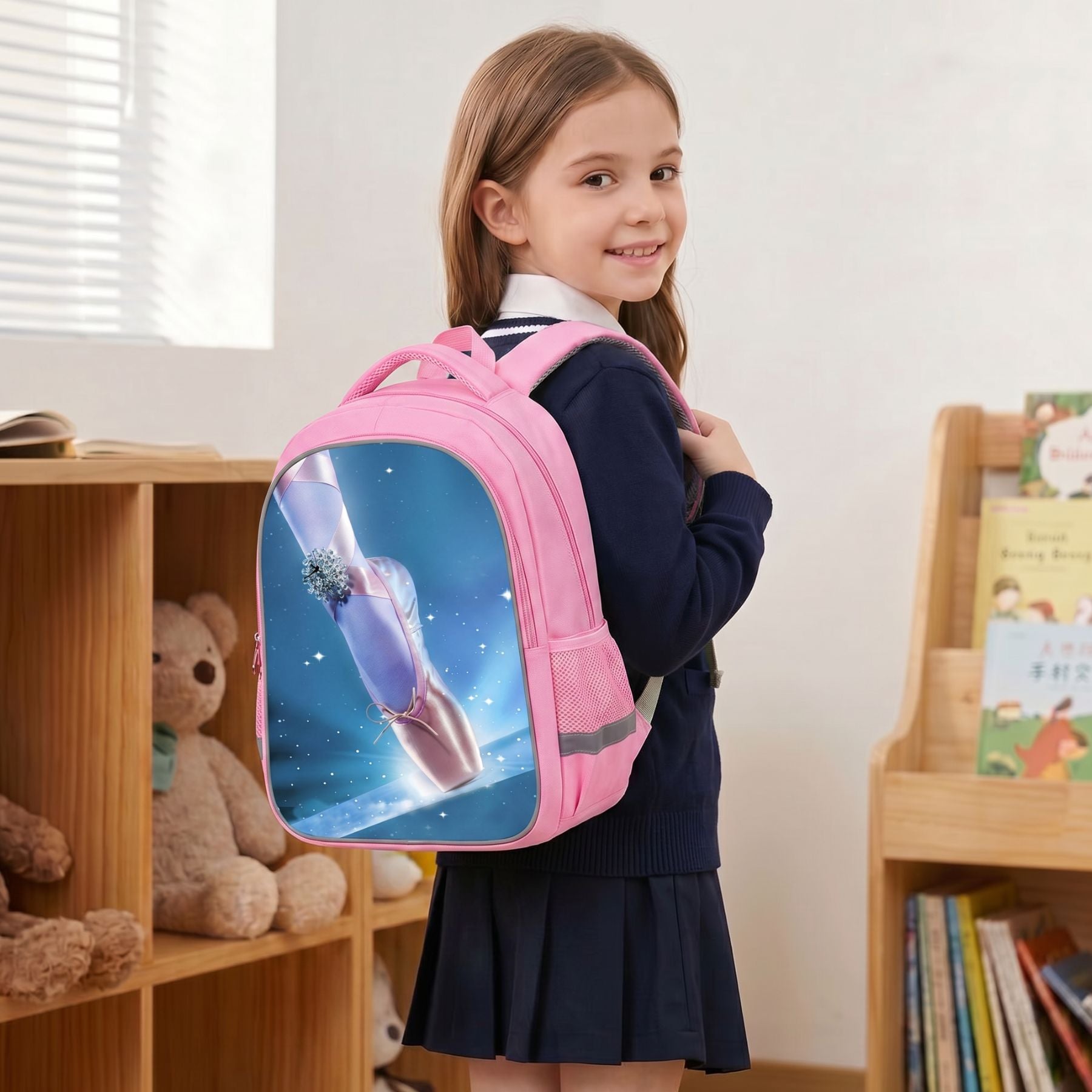 Cartable fille ballerine | Double compartiment | Tissu polyester résistant