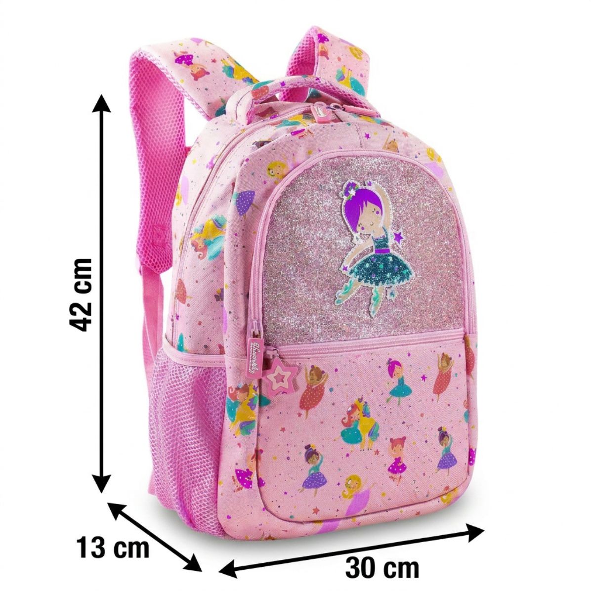 Cartable pour fille ballerine pailleté | Compartiments pratiques | Polyester résistant