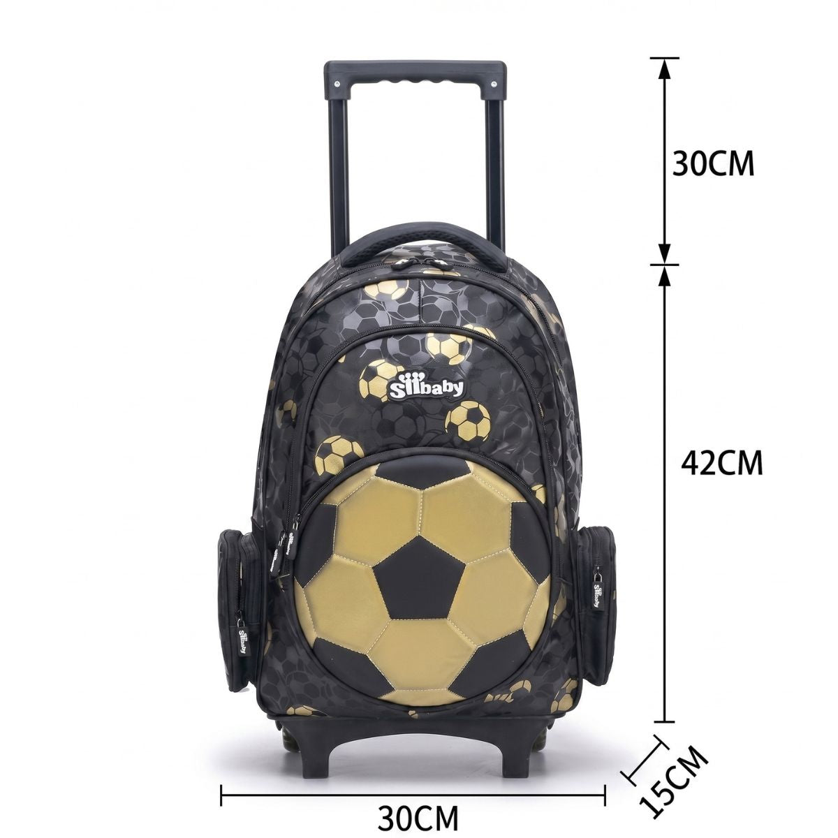Cartable football à roulettes | Compartiments multiples | PU résistant imperméable