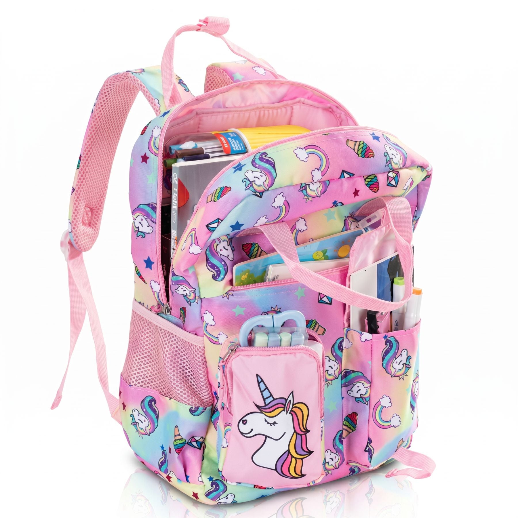 Cartable licorne arc-en-ciel | Tissu Oxford résistant | Multiples rangements | Port confortable