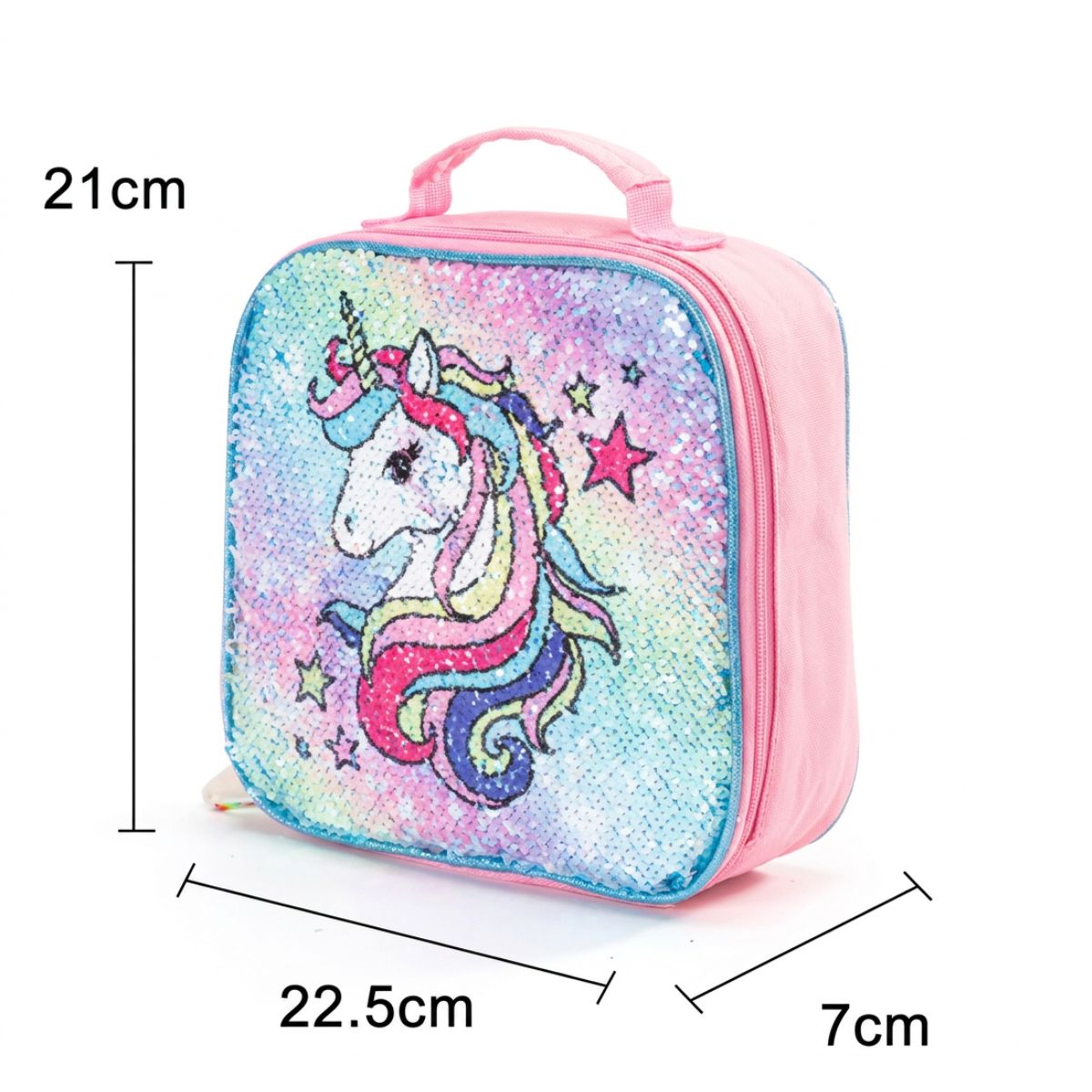 Cartable licorne pailleté à roulettes | Kit 3 pièces (cartable + sac repas + trousse) | Oxford résistant