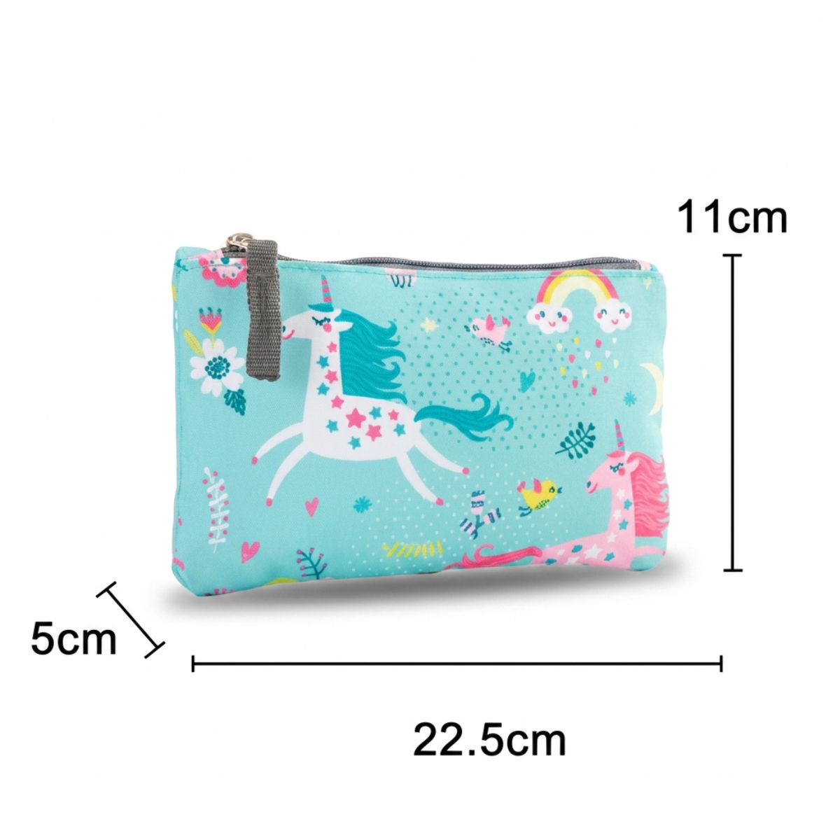 Cartable licorne turquoise | Kit 3 pièces (cartable + sac repas + trousse) | Tissu Oxford résistant