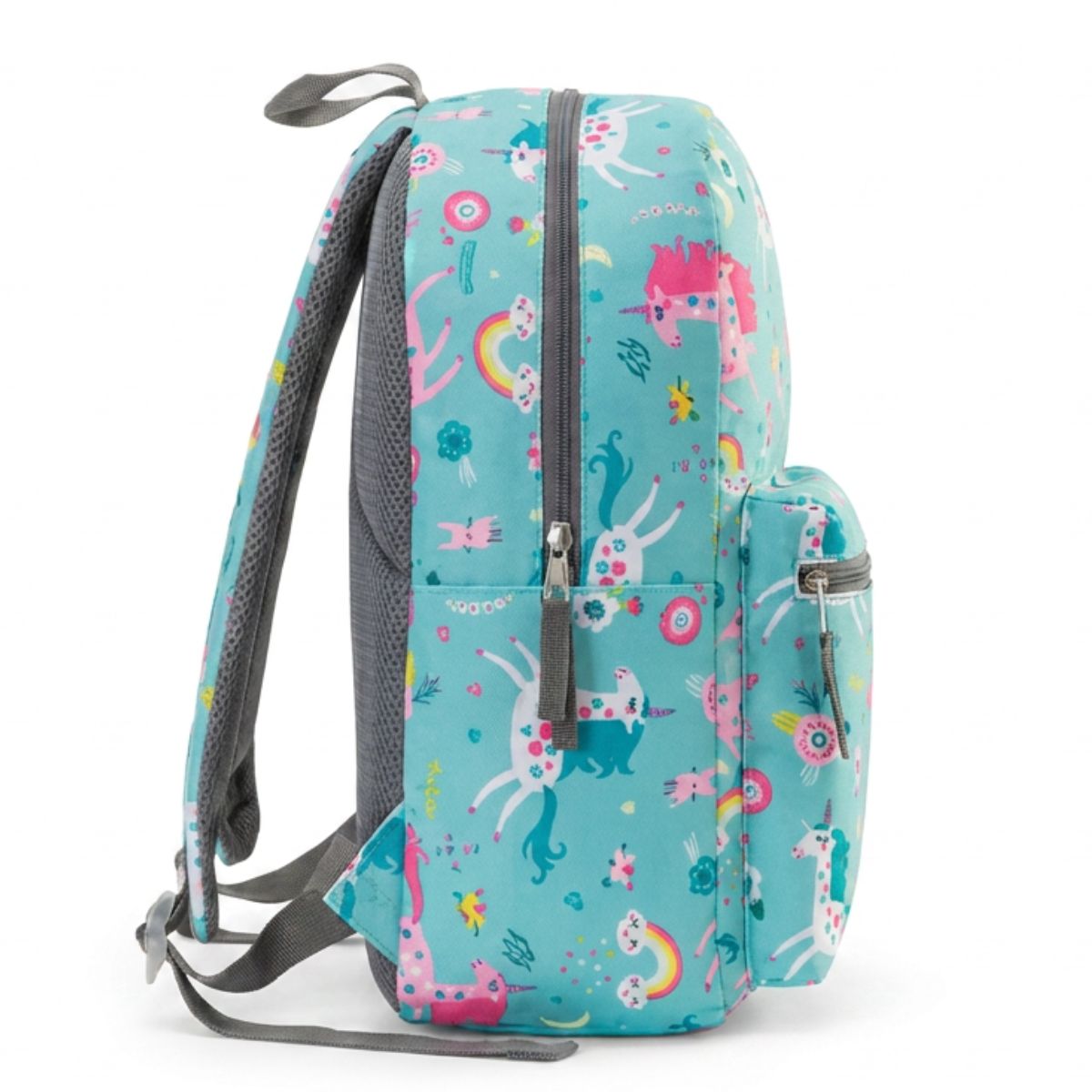 Cartable licorne turquoise | Kit 3 pièces (cartable + sac repas + trousse) | Tissu Oxford résistant