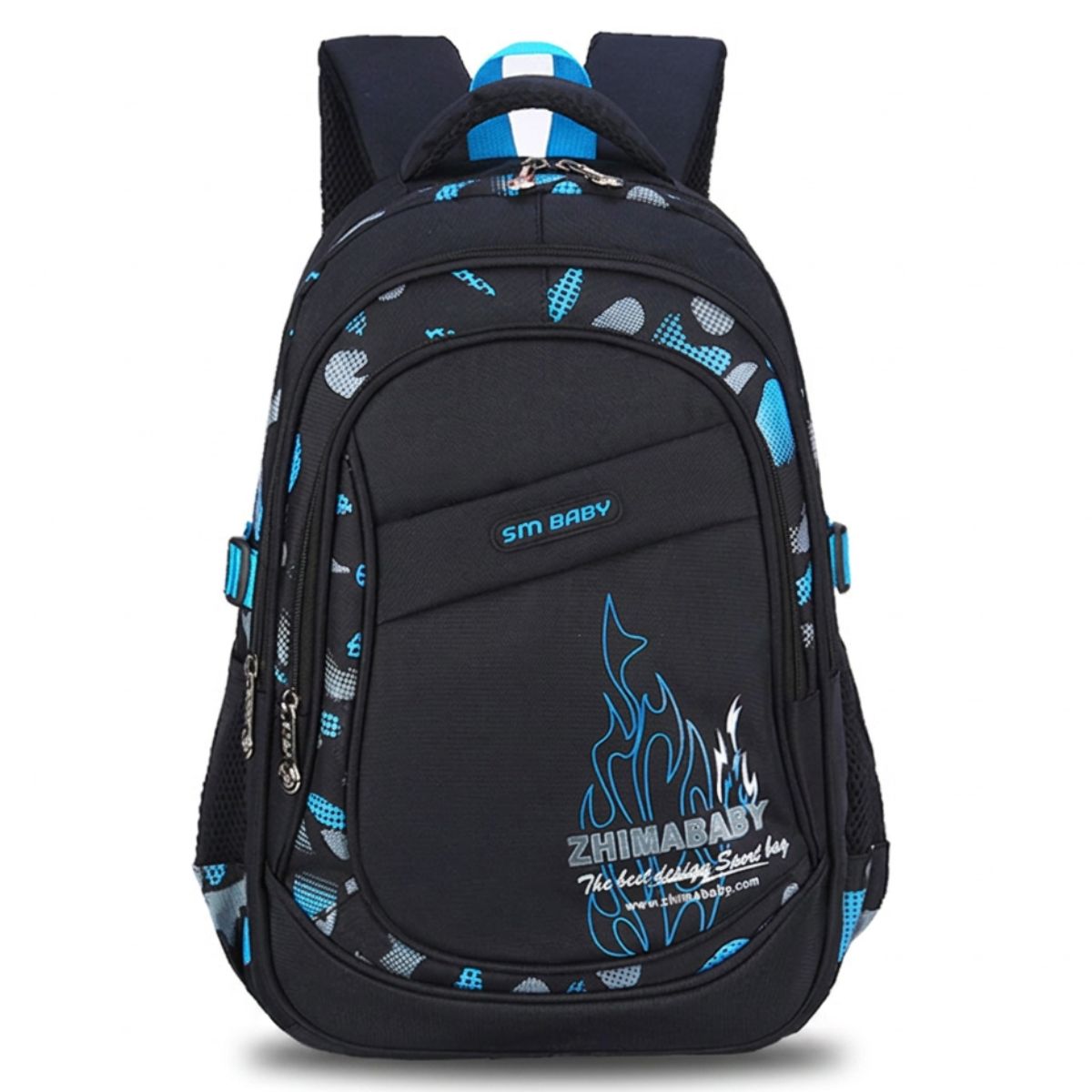 Cartable scolaire flammes | Compartiments multiples | Nylon résistant | Rangement pratique