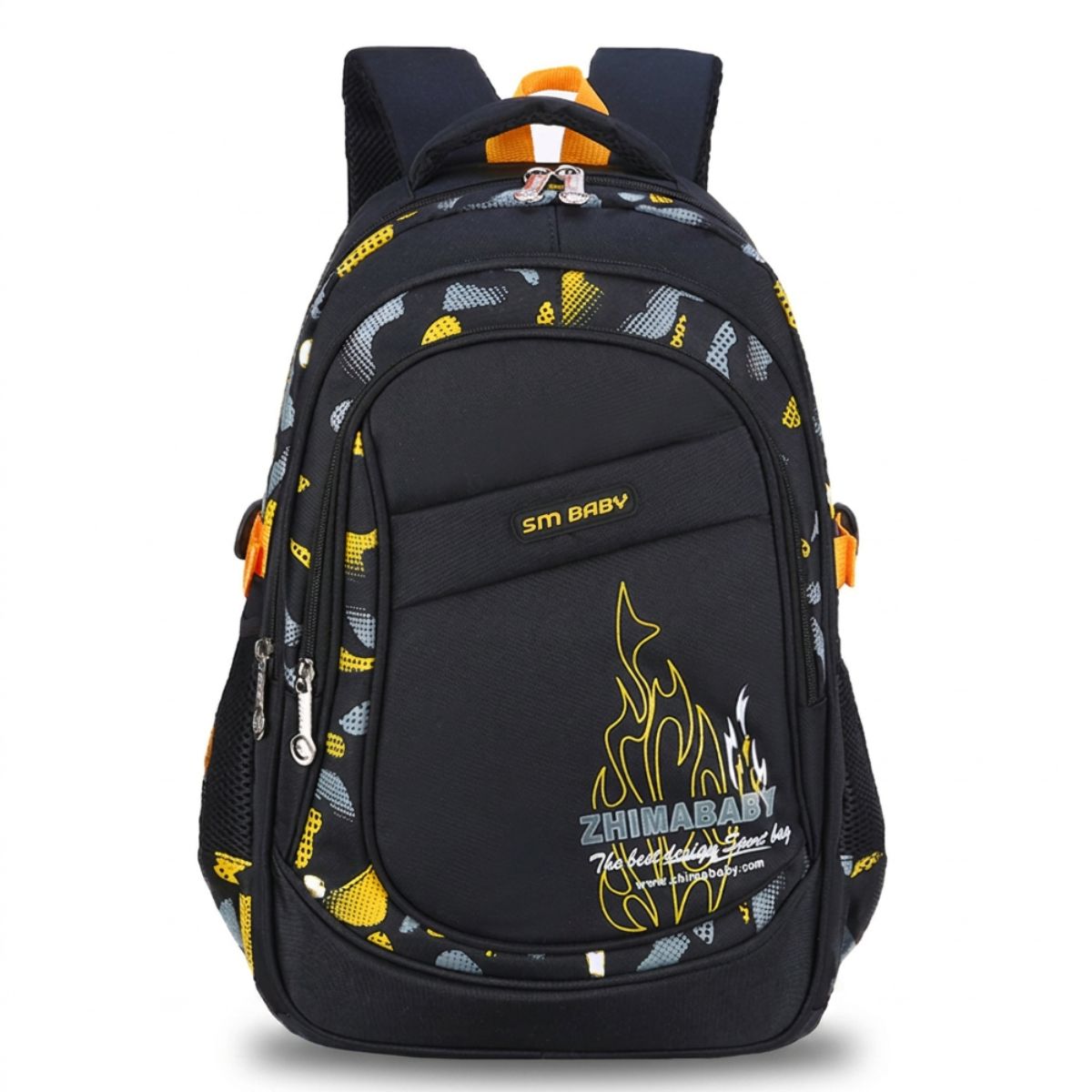 Cartable scolaire flammes | Compartiments multiples | Nylon résistant | Rangement pratique