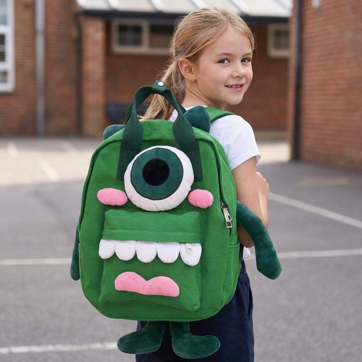 Cartable scolaire monstre cartoon | Grande capacité | Tissu canvas résistant