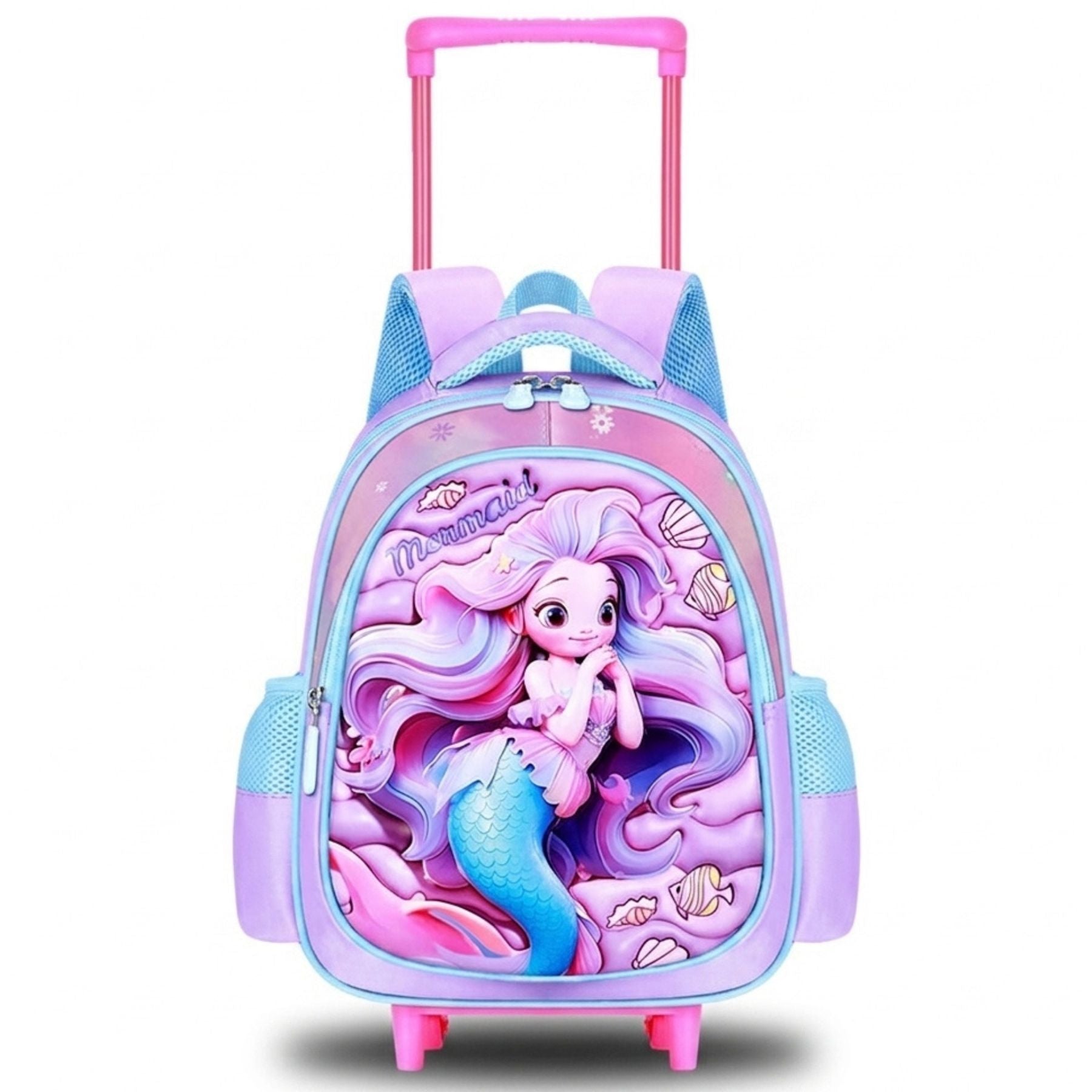 Cartable sirène à roulettes maternelle | Grande capacité | Bretelles respirantes | Tissu nylon résistant