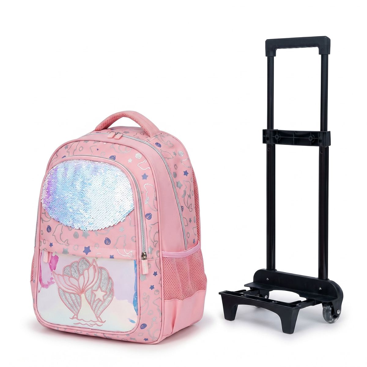 Cartable sirène fille | Roulettes amovibles | Grande capacité | Tissu Oxford résistant