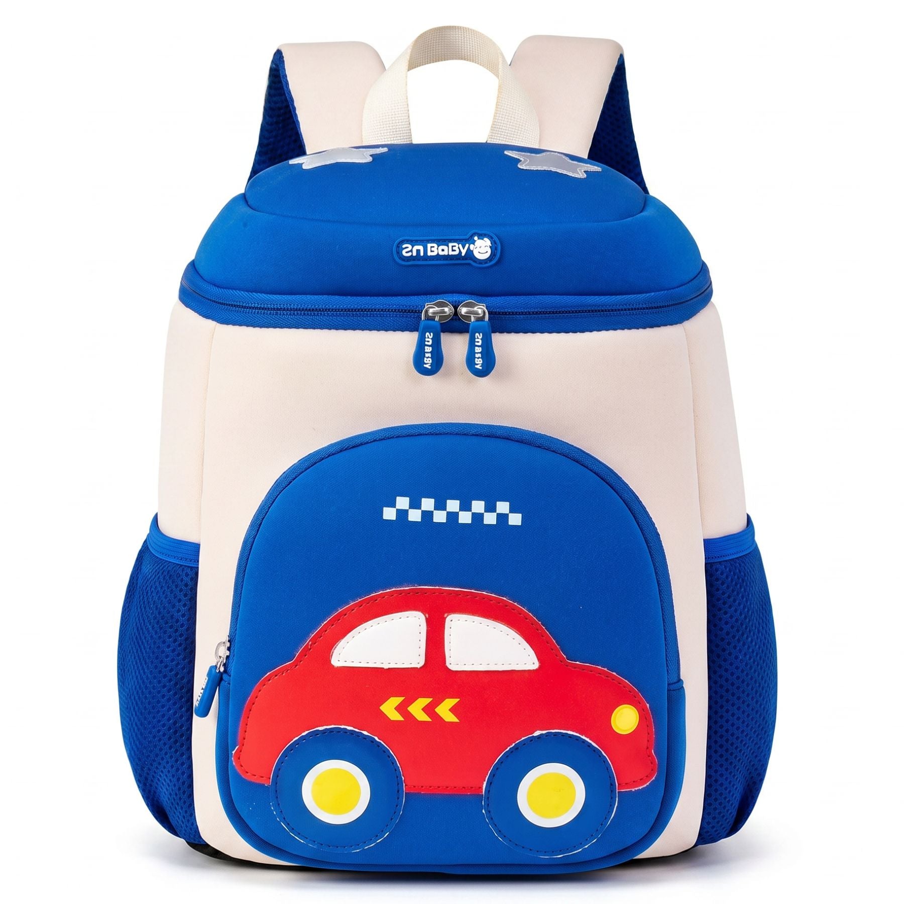 Cartable voiture 3D | Poches latérales filet | Tissu néoprène léger | Idéal maternelle