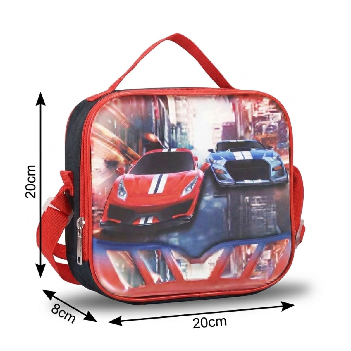 Cartable voiture à roulettes | Ensemble 3 pièces (sac à dos + lunch bag + trousse ) | Grande capacité | Tissu polyester résistant