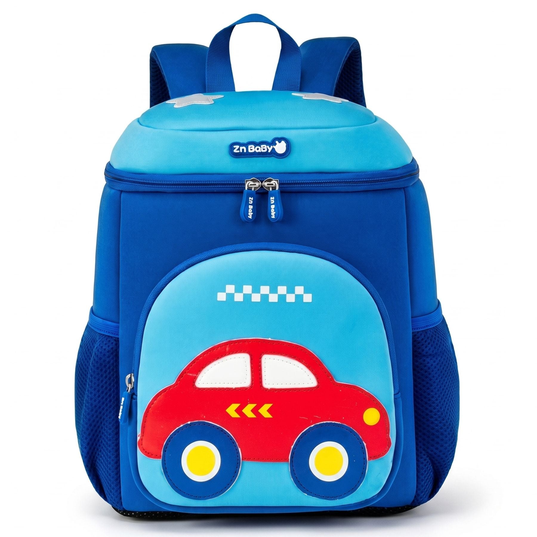 Cartable voiture maternelle bleu | Compartiments multiples | Tissu néoprène respirant