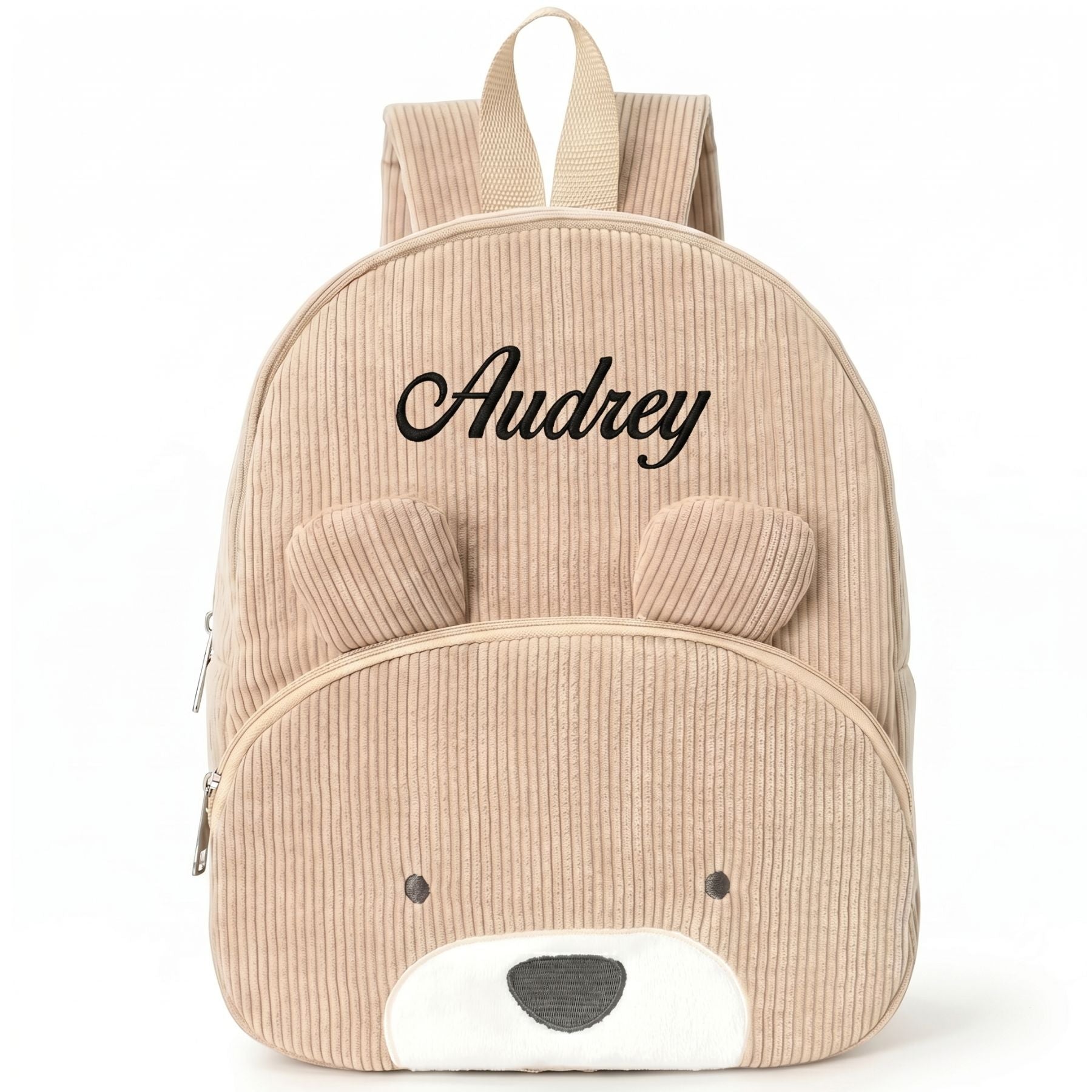 Sac à Dos Ours Personnalisé | Prénom Brodé | Velours Côtelé Doux pour Enfant