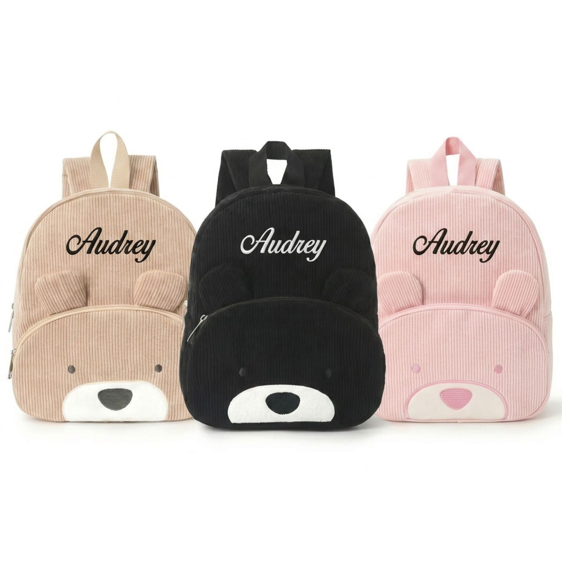 Sac à Dos Ours Personnalisé | Prénom Brodé | Velours Côtelé Doux pour Enfant