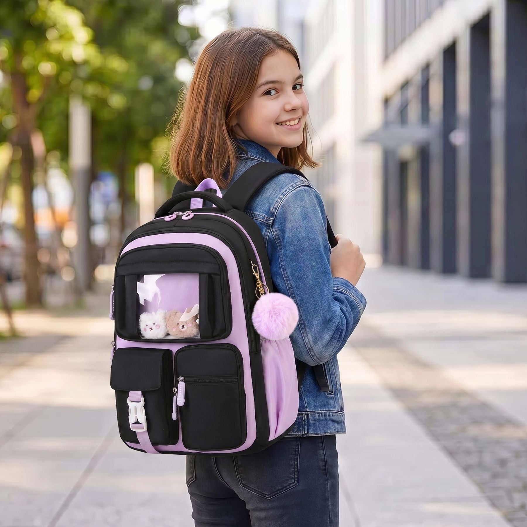 Sac à dos Princesse Kawaii Noir | Grand sac scolaire fille | Oxford résistant