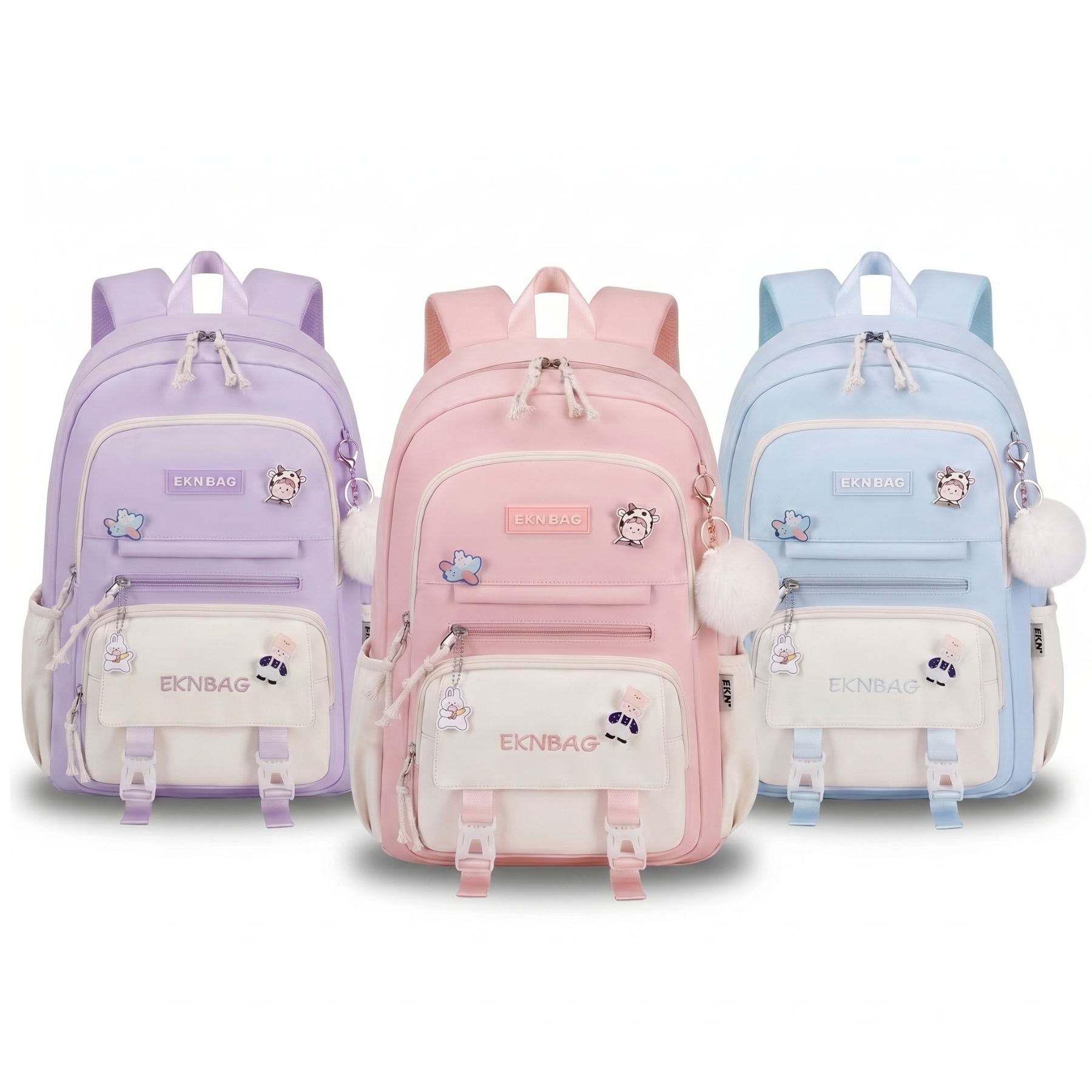 Sac scolaire Princesse Pastel | Compartiments multiples | Oxford résistant | Style kawaii