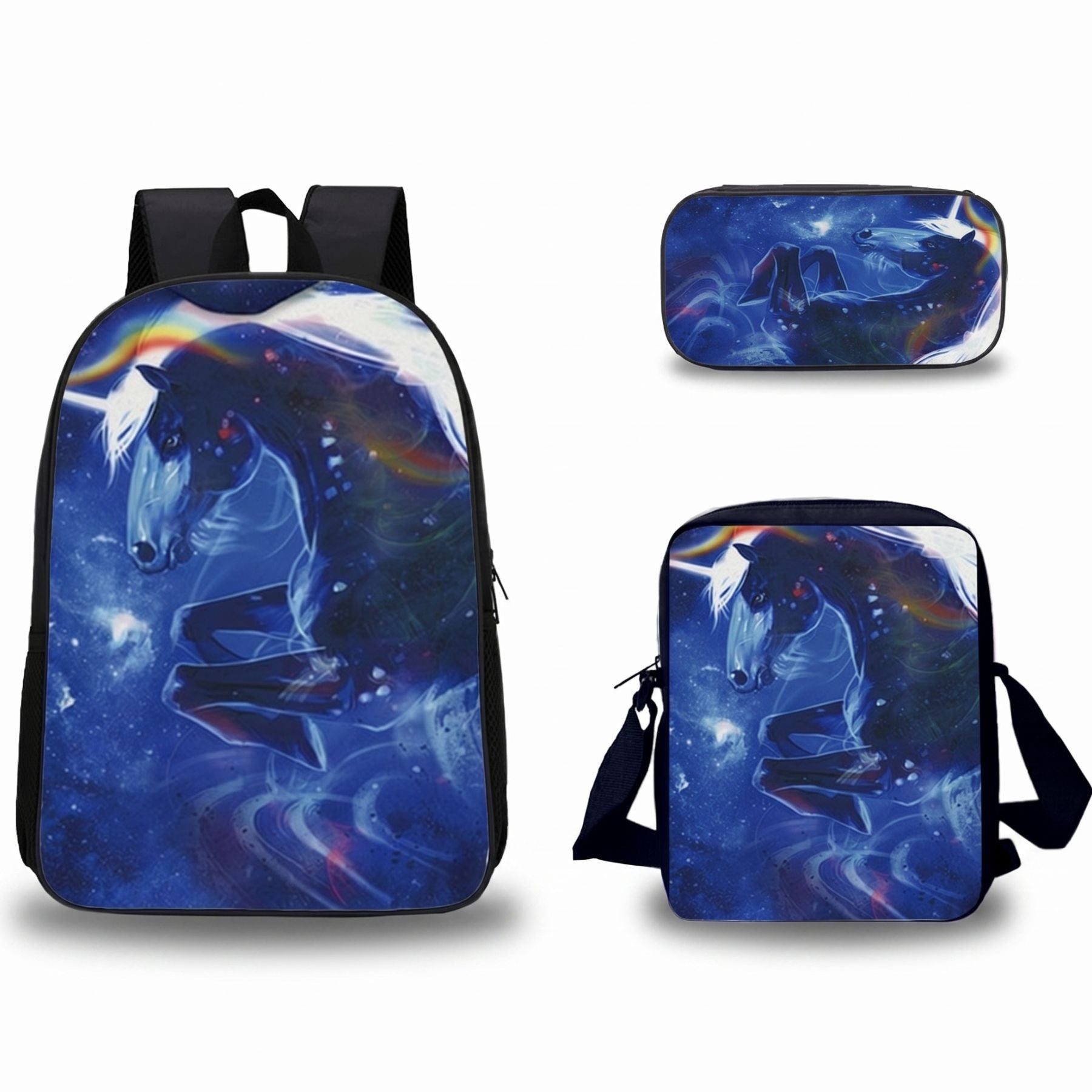 Sac à dos cheval spatial | Kit 3 pièces (sac + bandoulière + trousse) | Nylon résistant