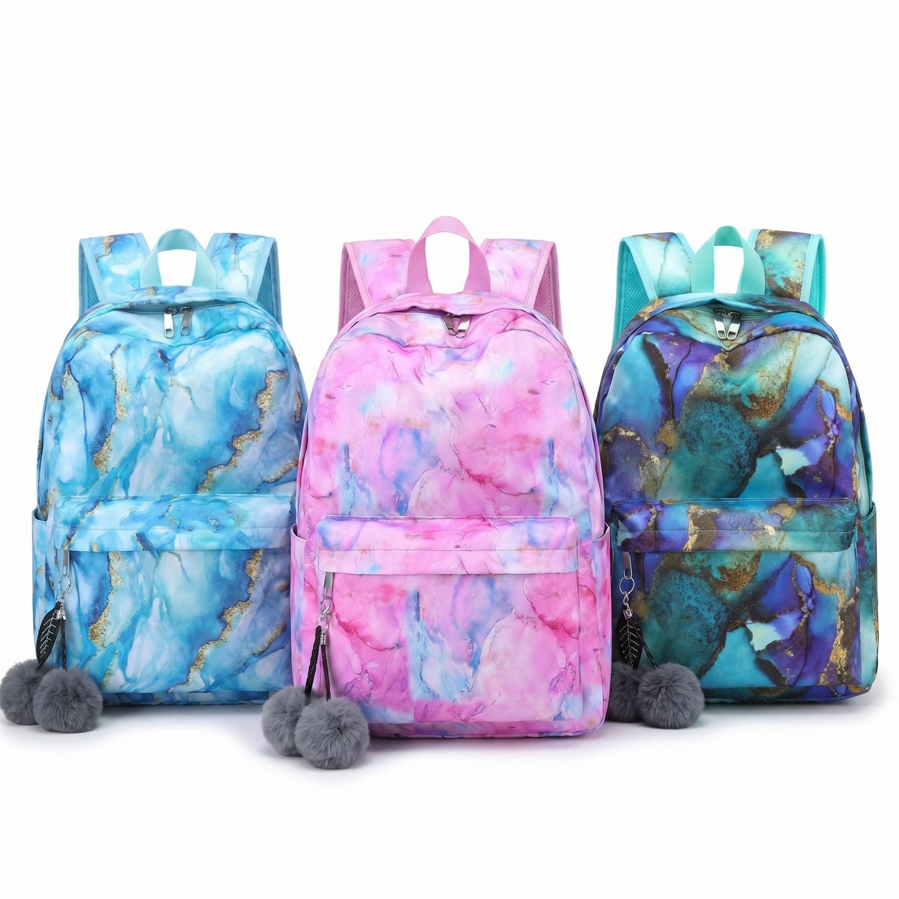 Sac à dos effet marbre | Tissu Oxford imperméable | Multiples rangements | Style tendance