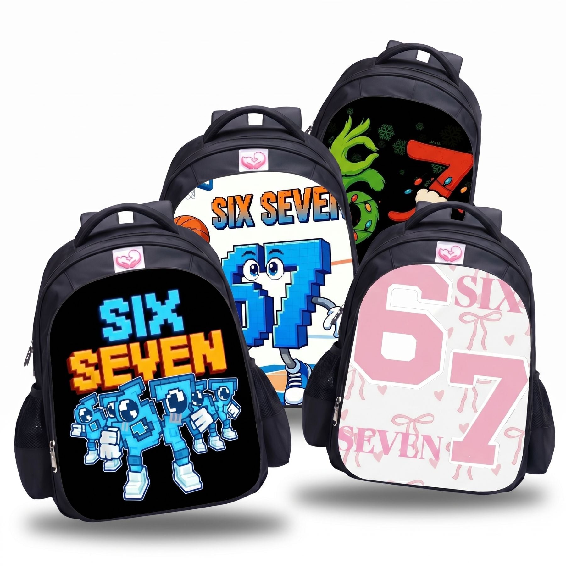 Sac à dos motif cartoon 67 | Ensemble 3 pièces (sac + lunch bag + trousse) | Oxford résistant