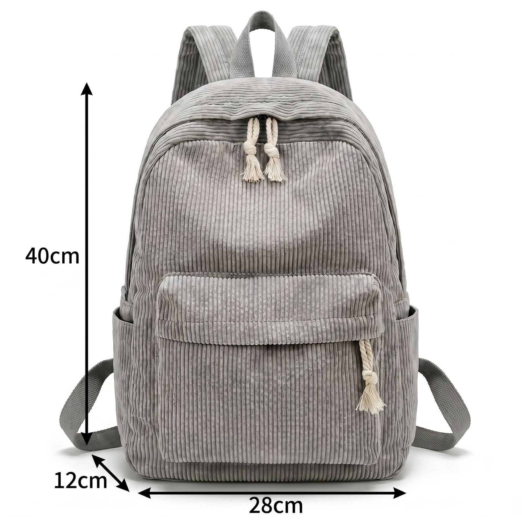 Sac à dos velours côtelé | Grande capacité | Multiples rangements | Style décontracté
