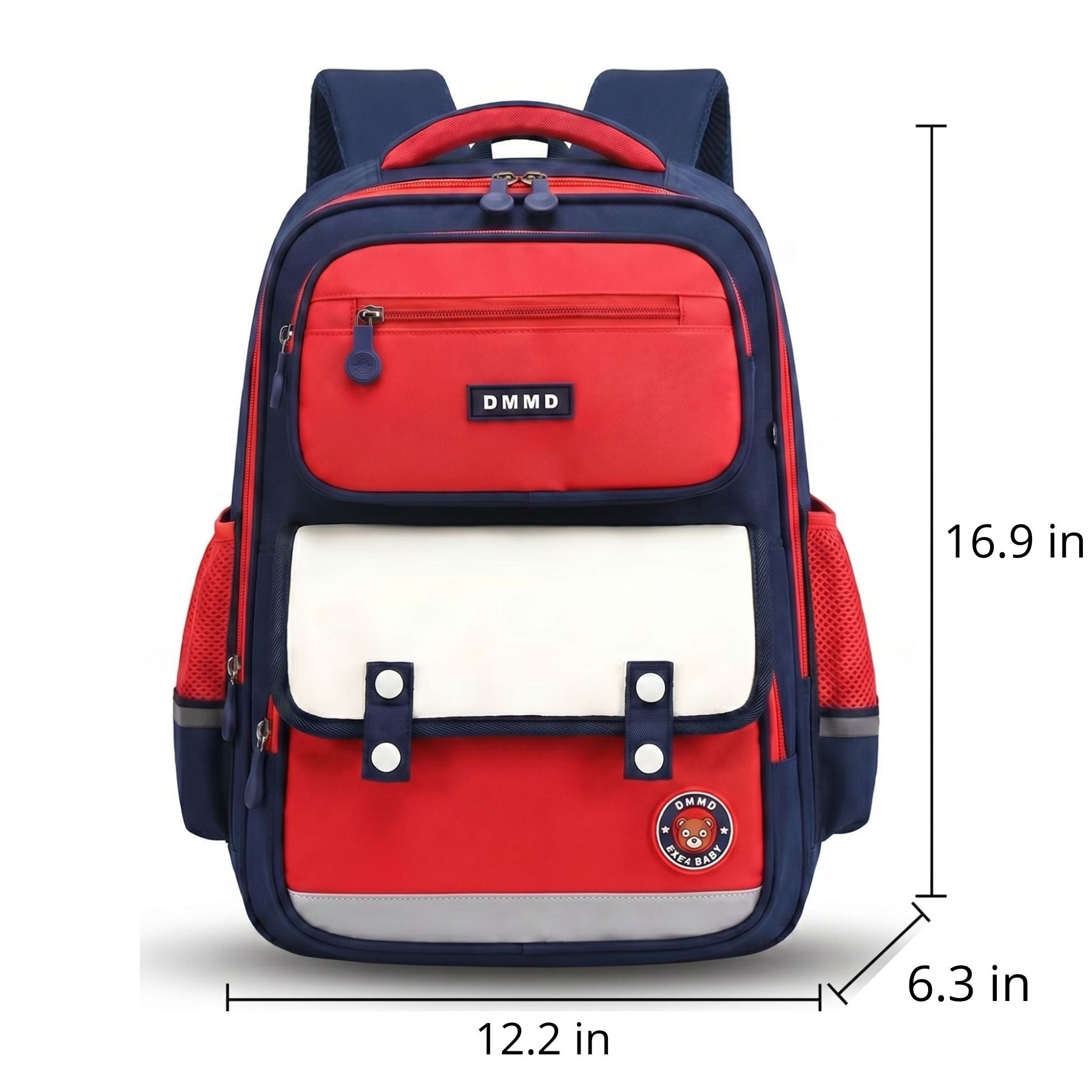 Large Navy & Red School Backpack | Reinforced Breathable Back | Durable Oxford Fabric